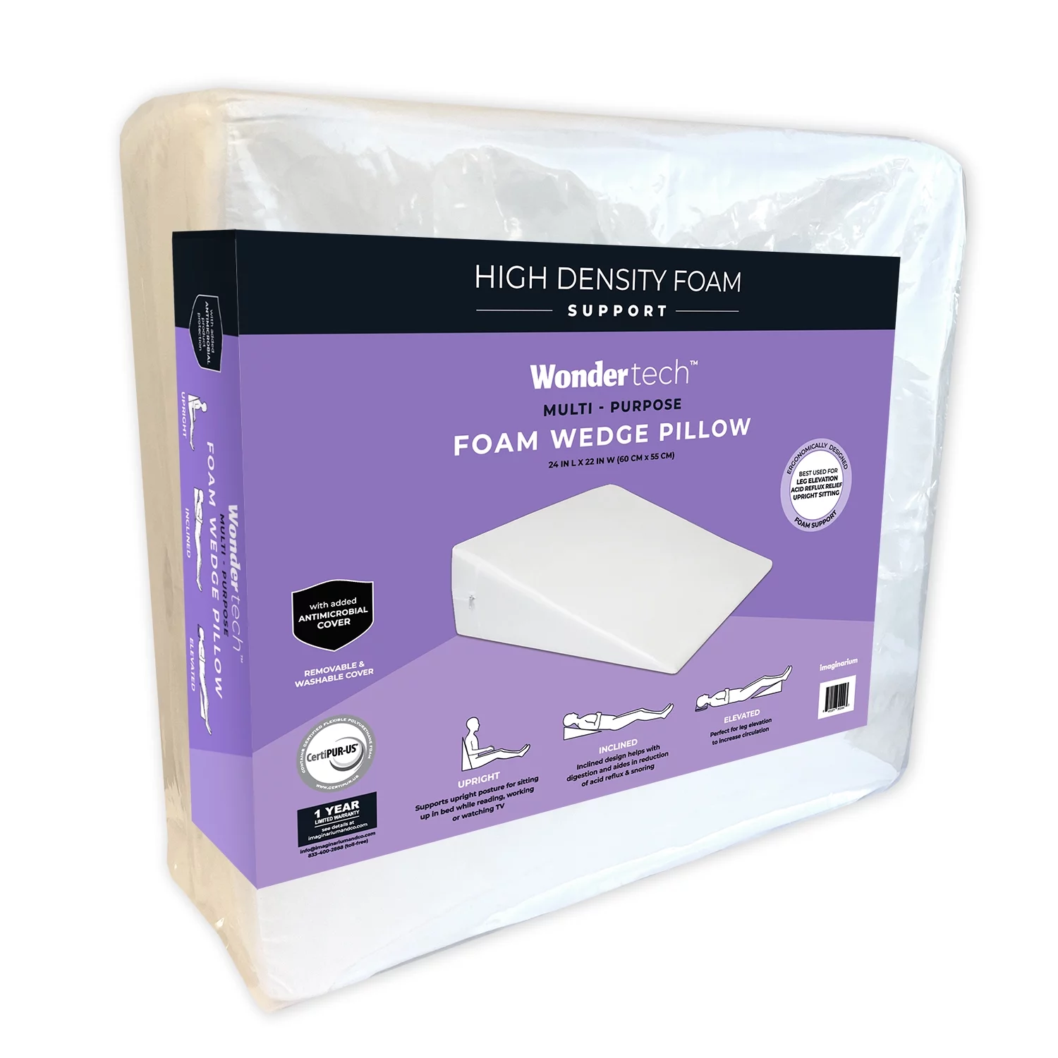 Wondertech Multi-Purpose Foam Wedge Pillow, White