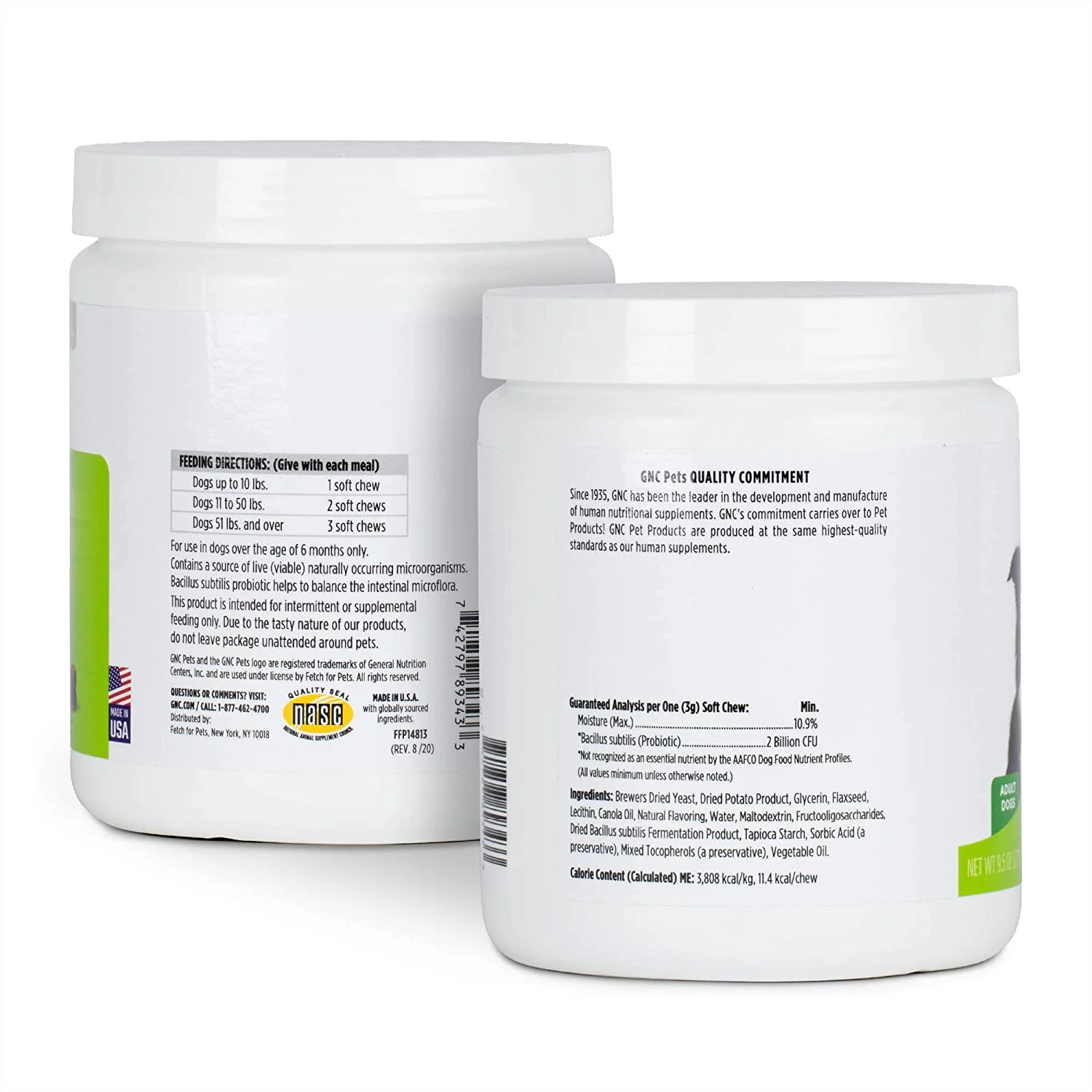 GNC Pets Advanced Supplements, Digestion, All Dog, 90-Ct 3.0g Soft Chews in 20oz