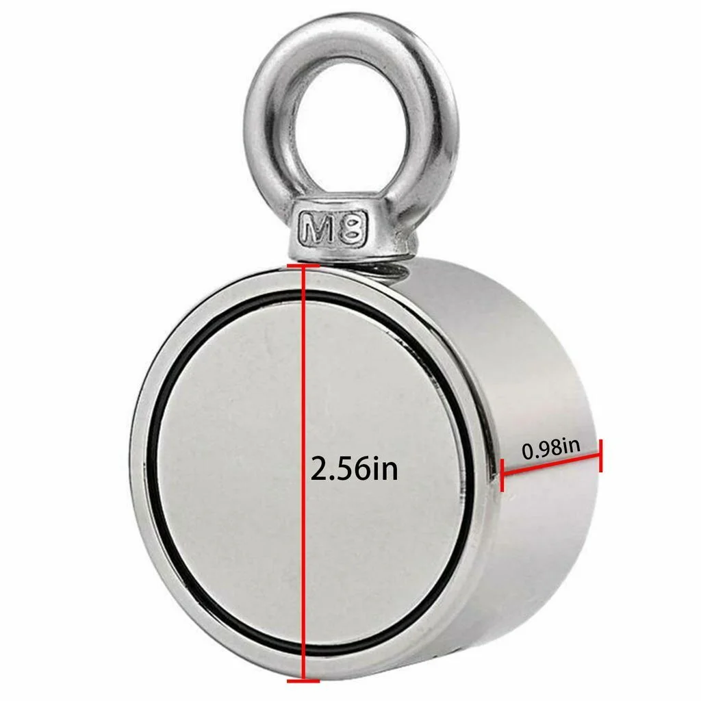 1100LBS Double Sided Fishing Magnet, Super Powerful Neodymium Magnet N52 Round