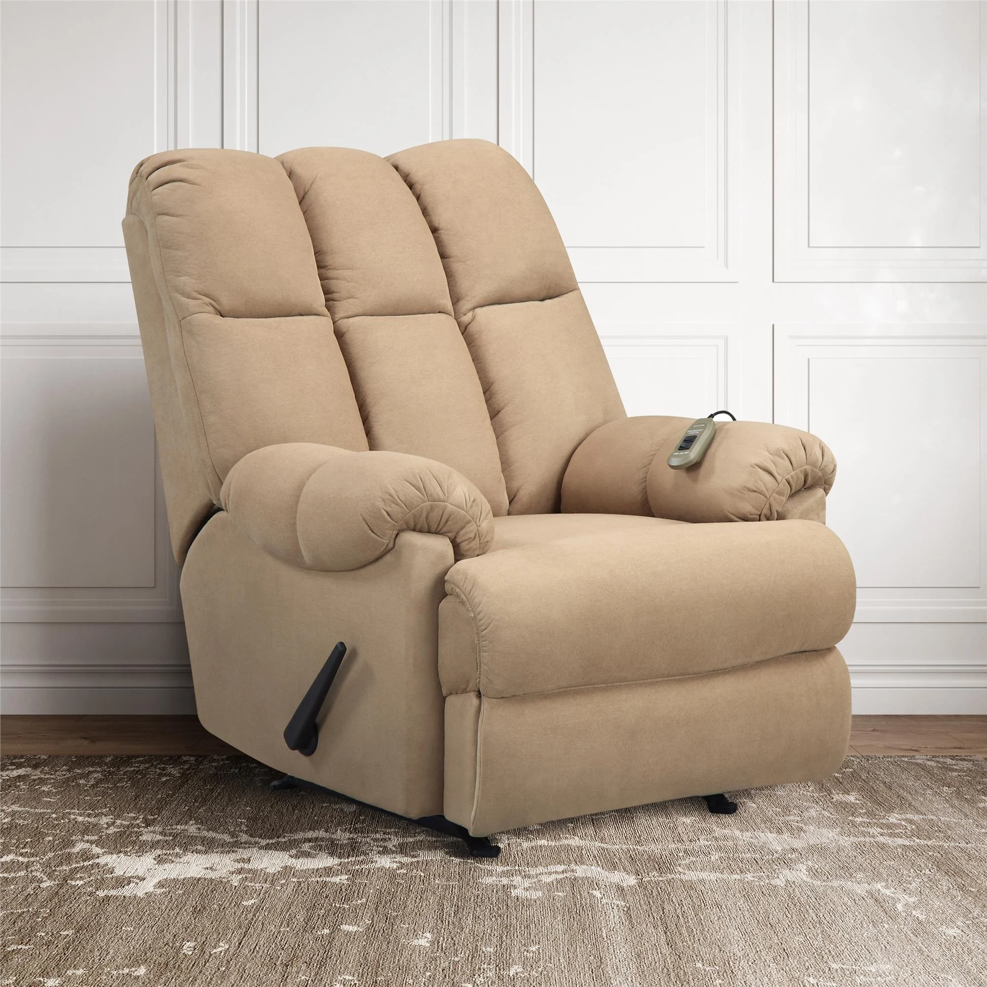 Elm & Oak Padded Massage Rocker Recliner, Tan