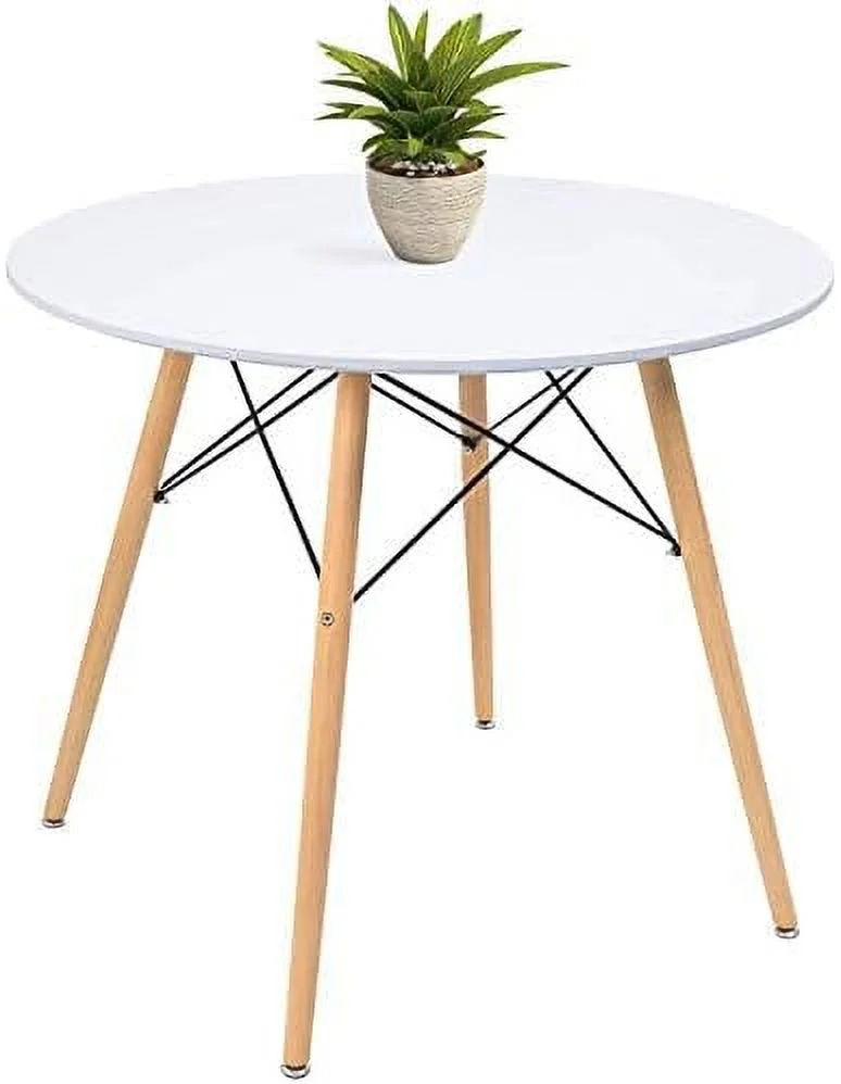 FDIGLUL White Round Dining Table 32" Modern Pedestal Small Circle Room Table Leisure Tea Coffee Kitchen Table (White)