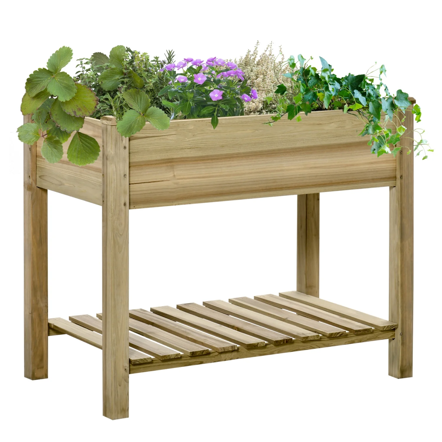 DremFaryoyo 36” x 20” x 30” Raised Garden Bed  Elevated Wood Planter Box with Legs and   for Backyard  Patio  Balcony to Grow Vegetables  Herbs  and Flowers