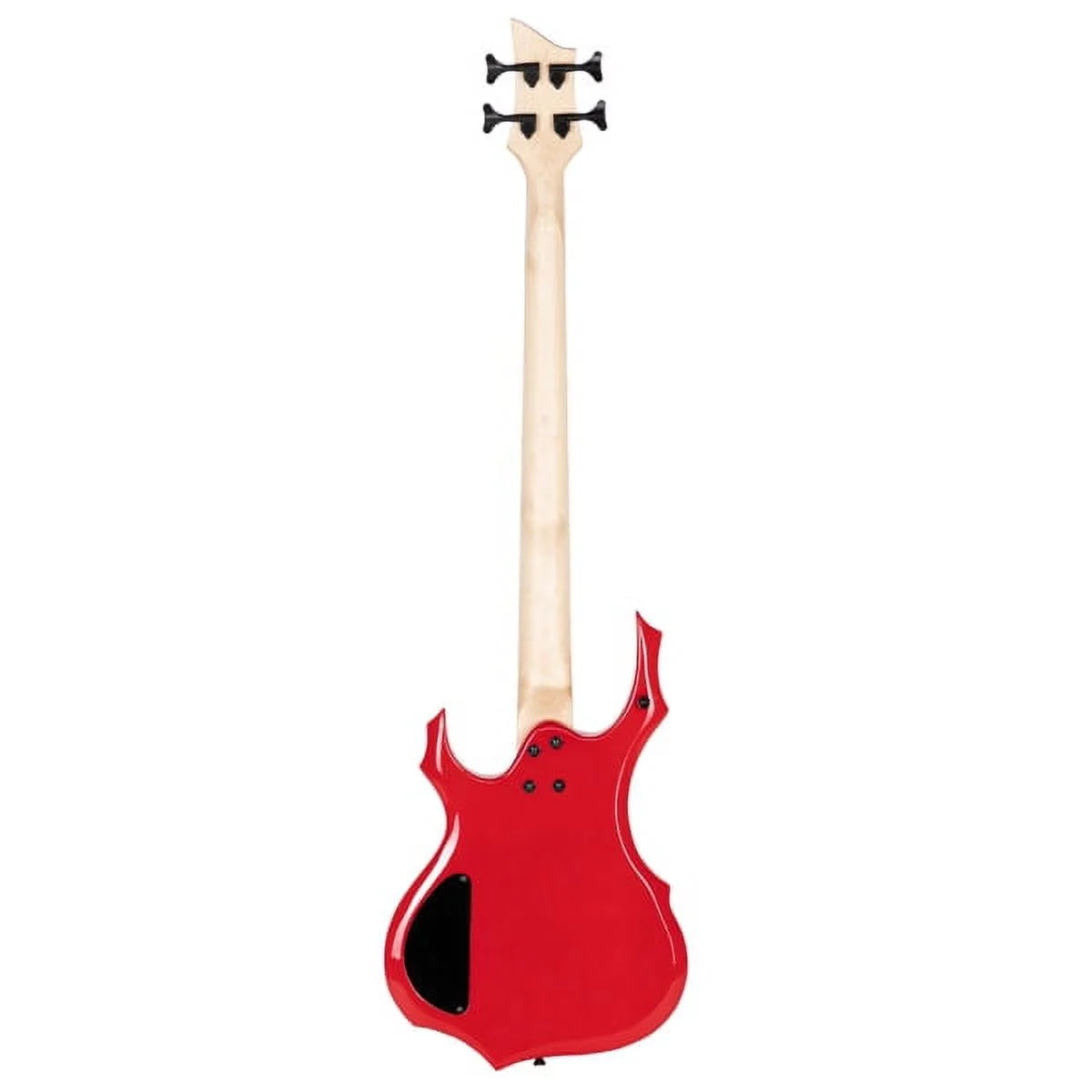 Bornmio Full Size Glarry 4 String Burning Fire enclosed H-H Pickup Electric Bass Guitar with 20W Amplifier Bag Strap Connector Wrench Tool Red