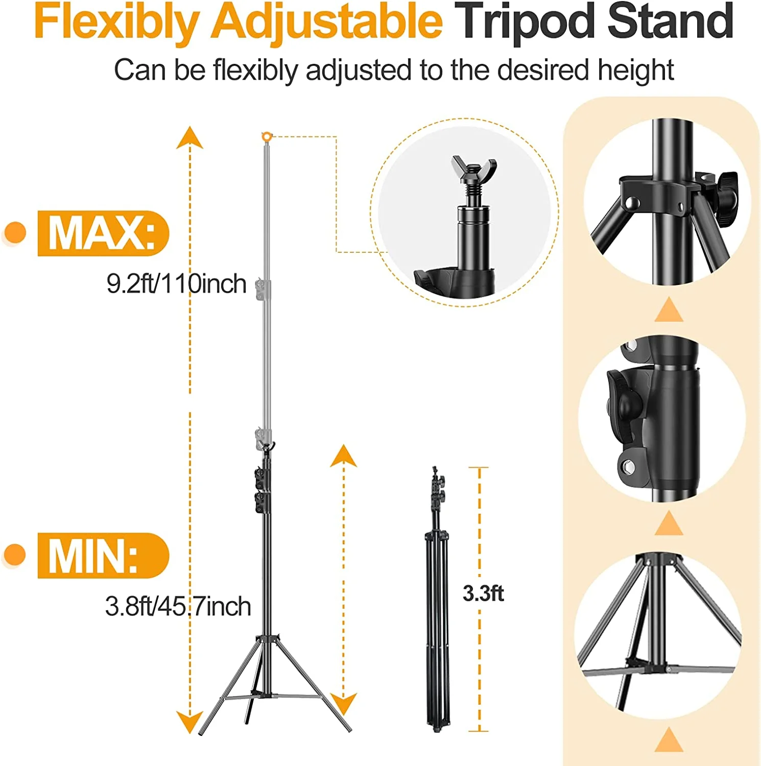 IAZ Photo Video Studio Backdrop Stand 9.2 x 10ft Heavy Duty Background Stand Kit for Photography, Party