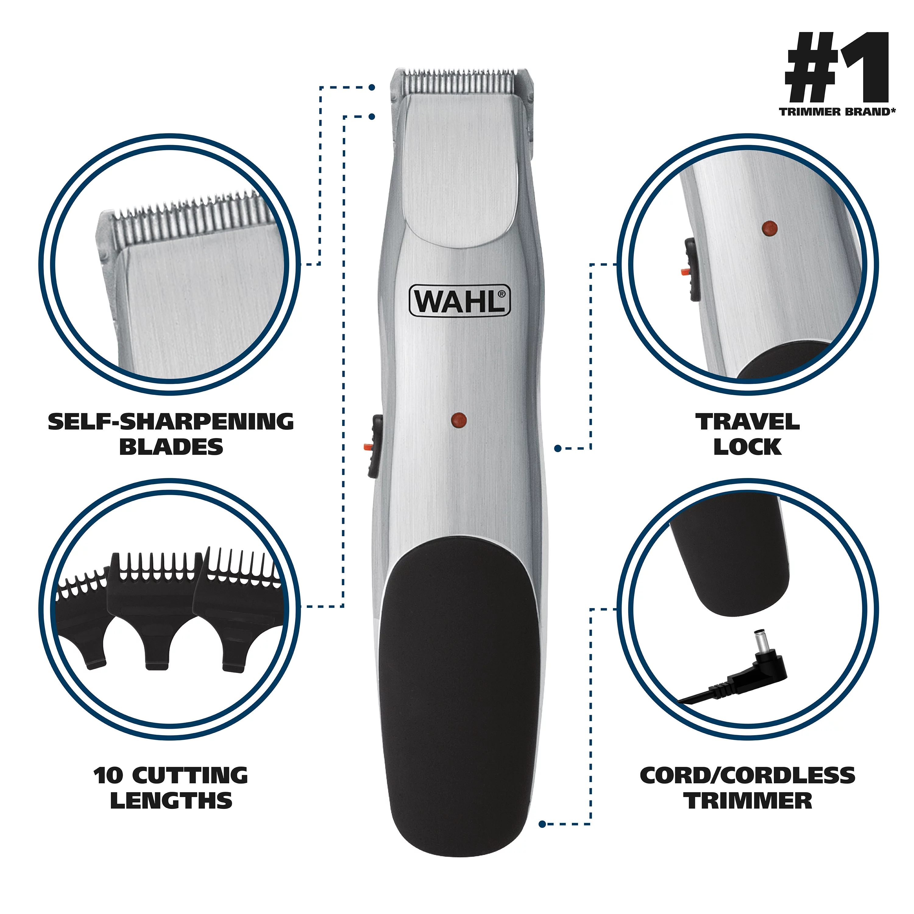 Wahl Beard Cord/Cordless Rechargeable Trimmer, Model 9918-1601