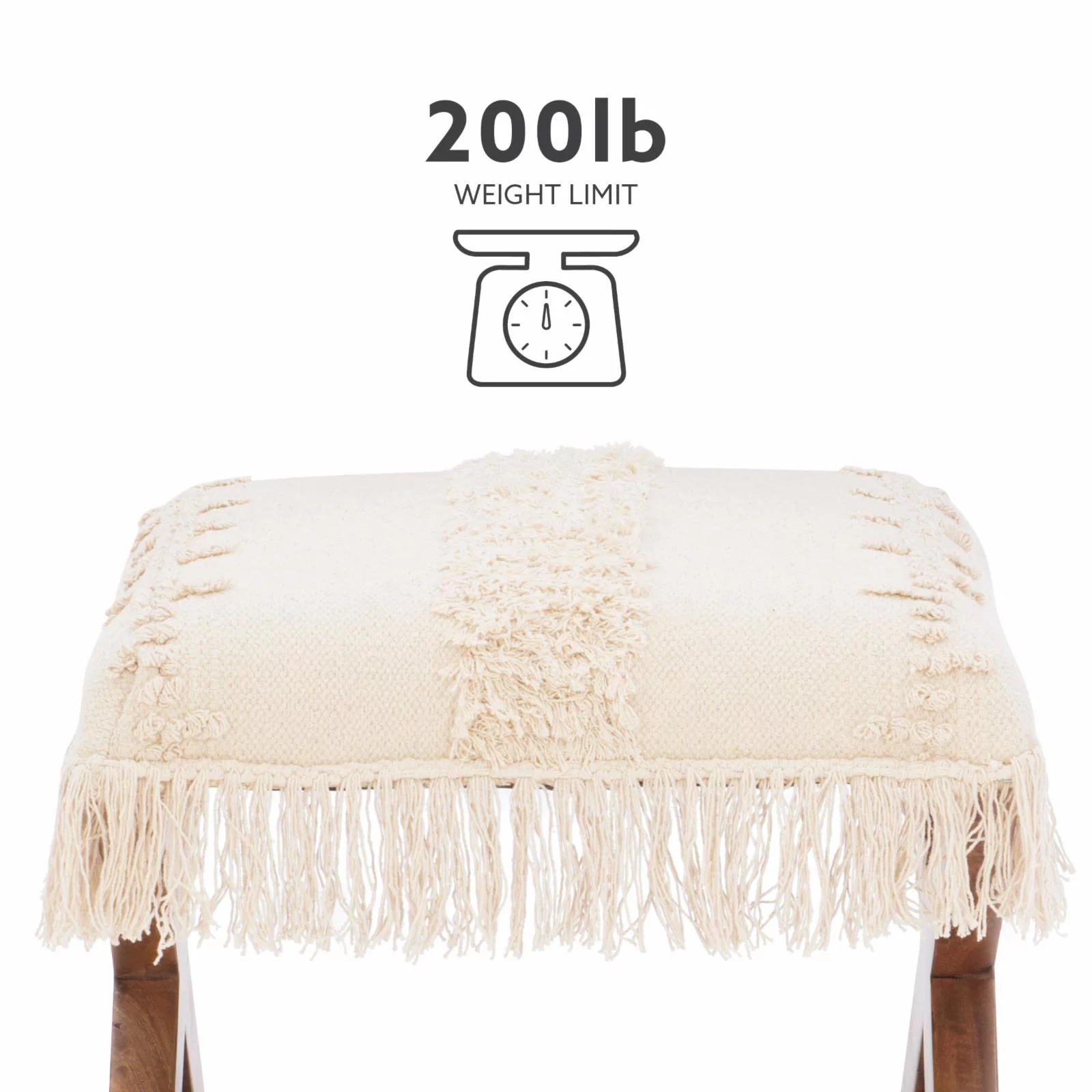 Powell Tarragon Pouf Top  Bench - Brown with Off-White