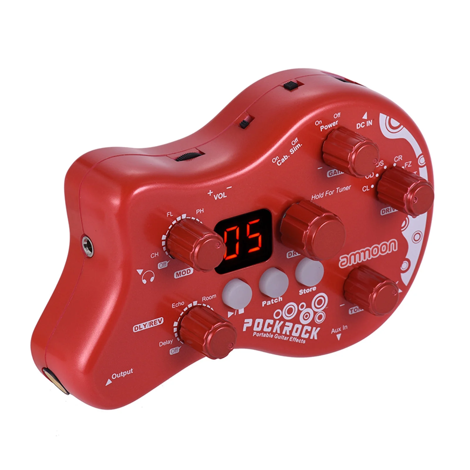 Anself PockRock Portable Guitar Multi-effects Processor Effect Pedal 15 Effect Types 40 Drum Rhythms Tuning Function with