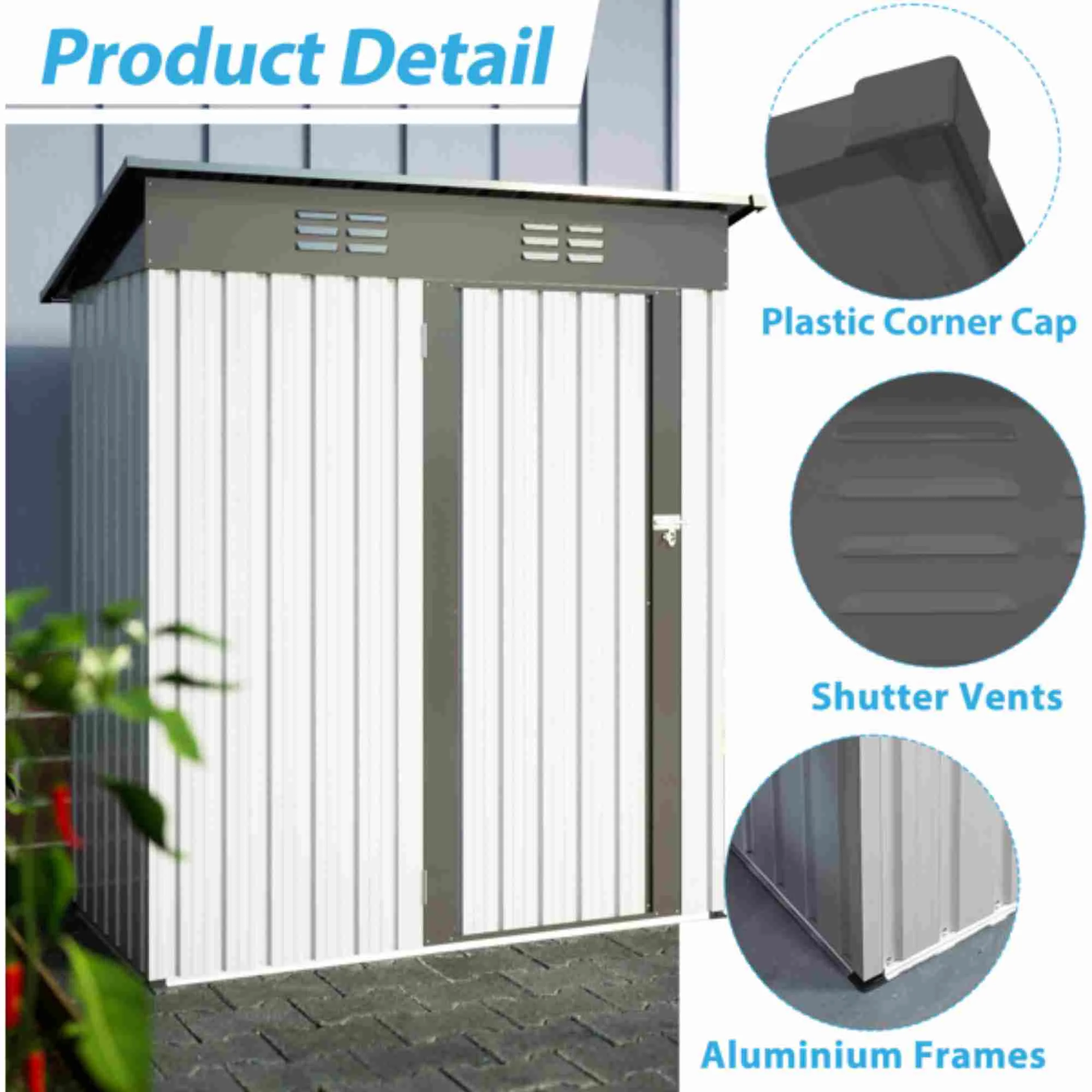 Dinling 5 ft. W x 3 ft. D Garden Tool Storage Shed Outdoor Metal Shed