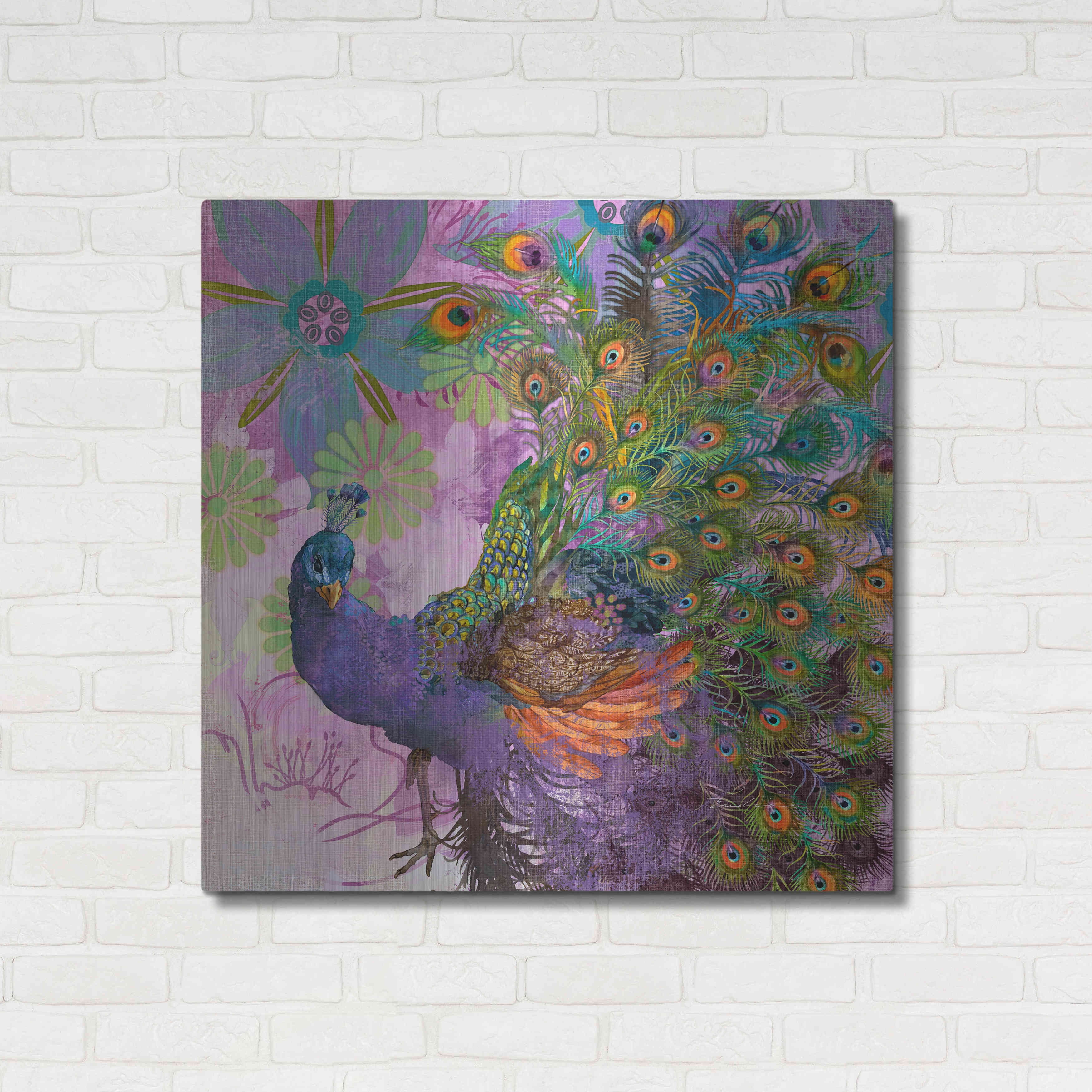 Luxe Metal Art 'Peacock Prance' by Evelia Designs Metal Wall Art, 36