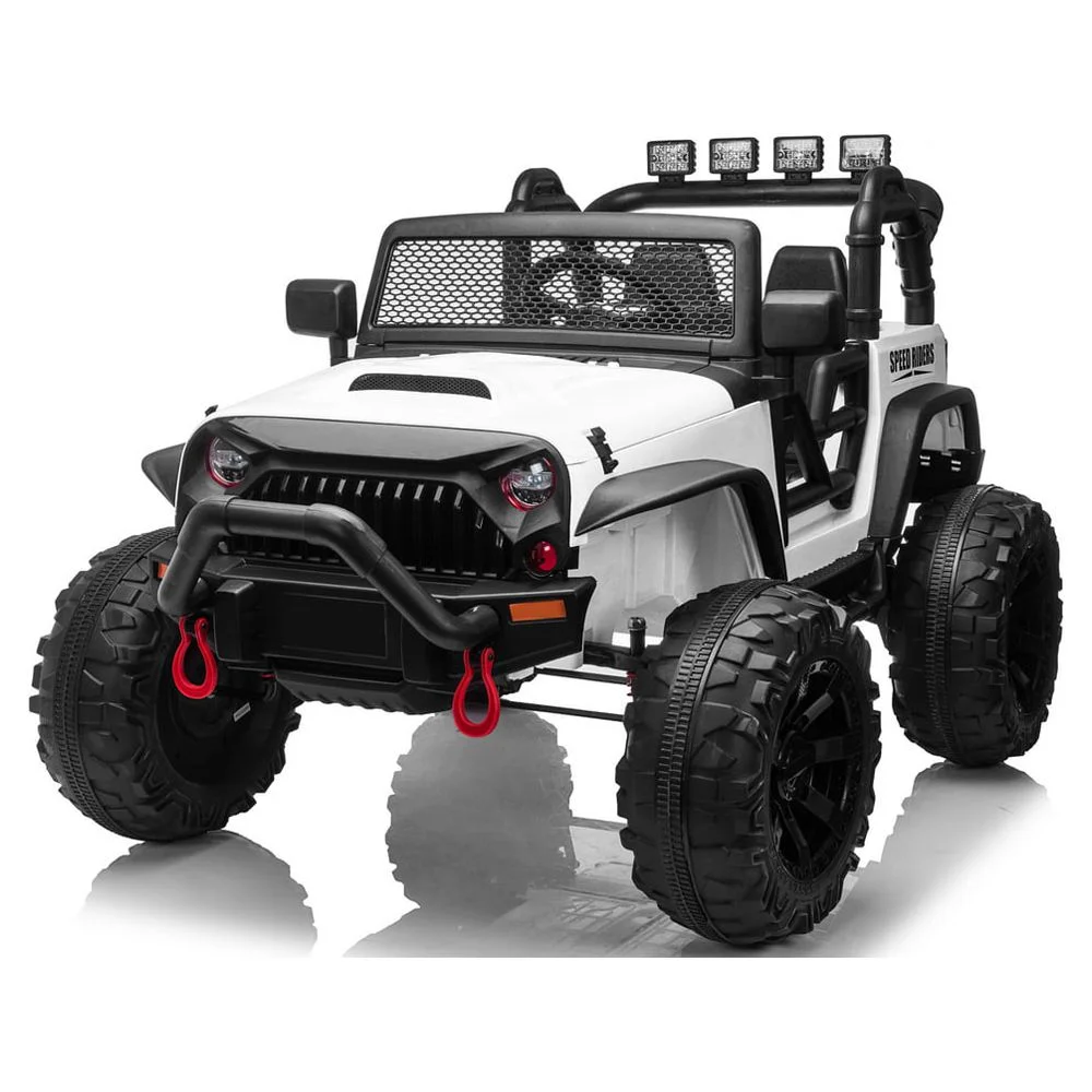 UBesGoo 12V Ride on Truck, Two Seat Kids Electric Battery Car w/ 2.4G Remote Control, Motorized Toddler Vehicles Truck Toy, LED Lights, Music, Adjustable Speeds White