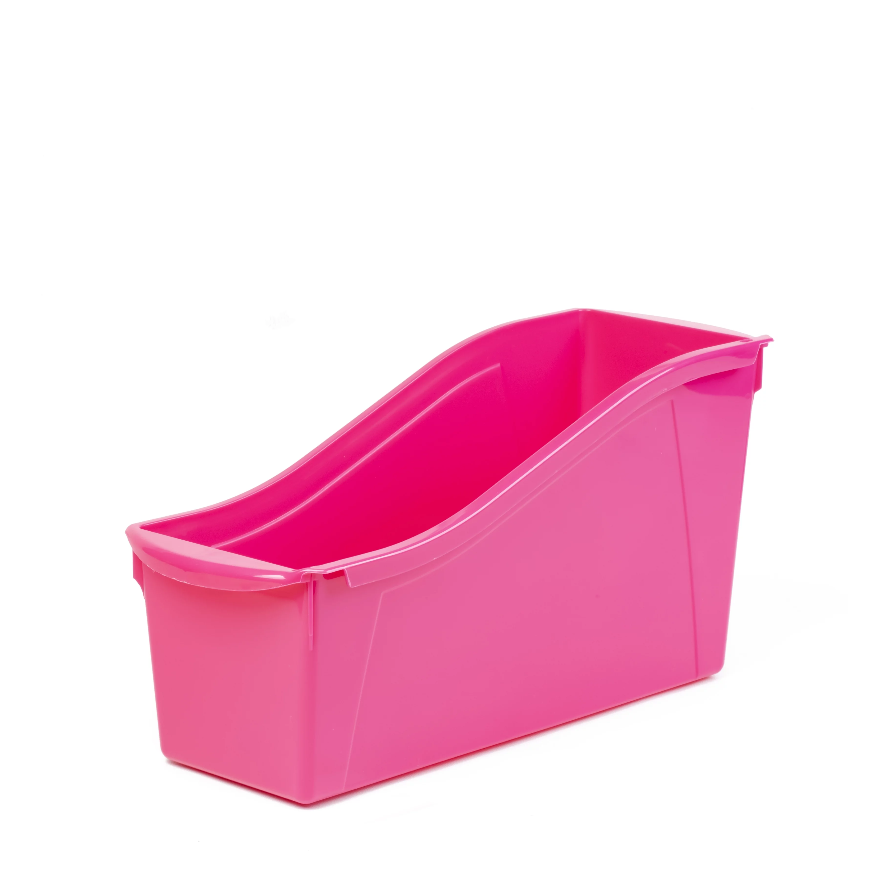 Pen+Gear Plastic Desktop Book Organzer Bin with Label Pocket, Fuchsia Burst, 6-Pack