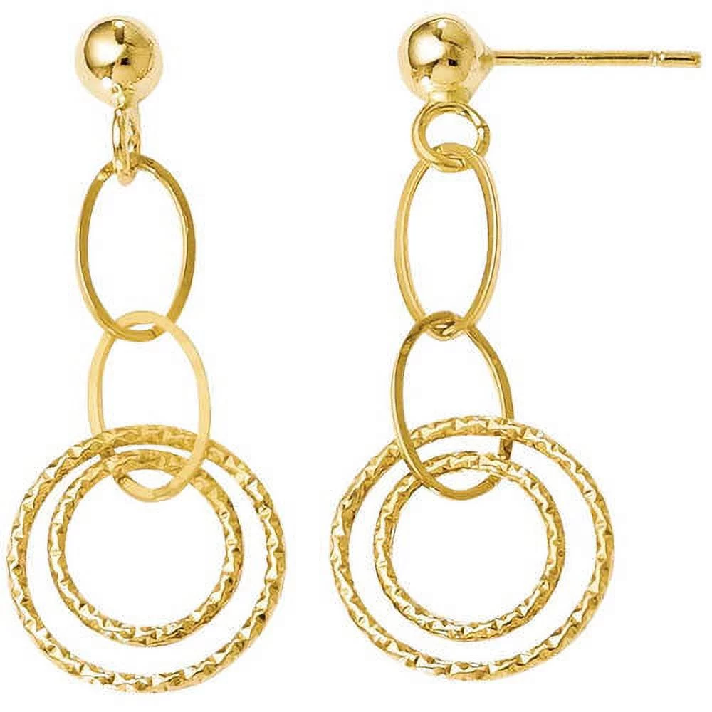 Primal Gold 14 Karat Yellow Gold Polished and Textured Post Dangle Earrings