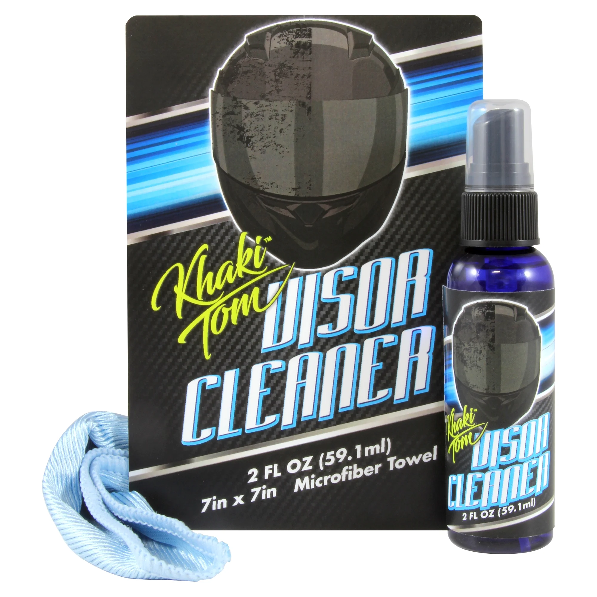 Khaki Tom Motorcycle Helmet and Visor Cleaner, Safe for Automotive Plastics, 200 Use Size.