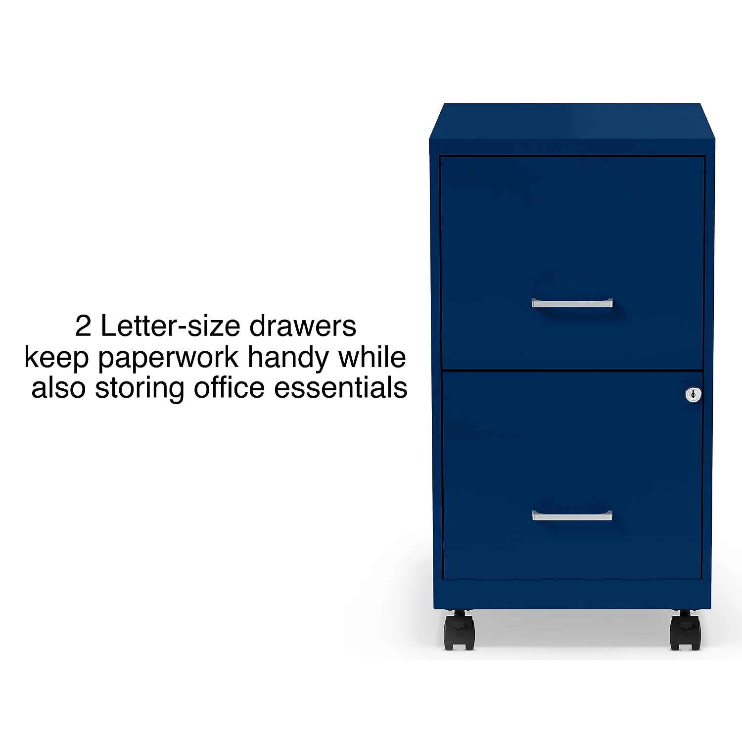 Staples 2-Drawer Light Duty Vertical File Cabinet Locking Letter Blue 18