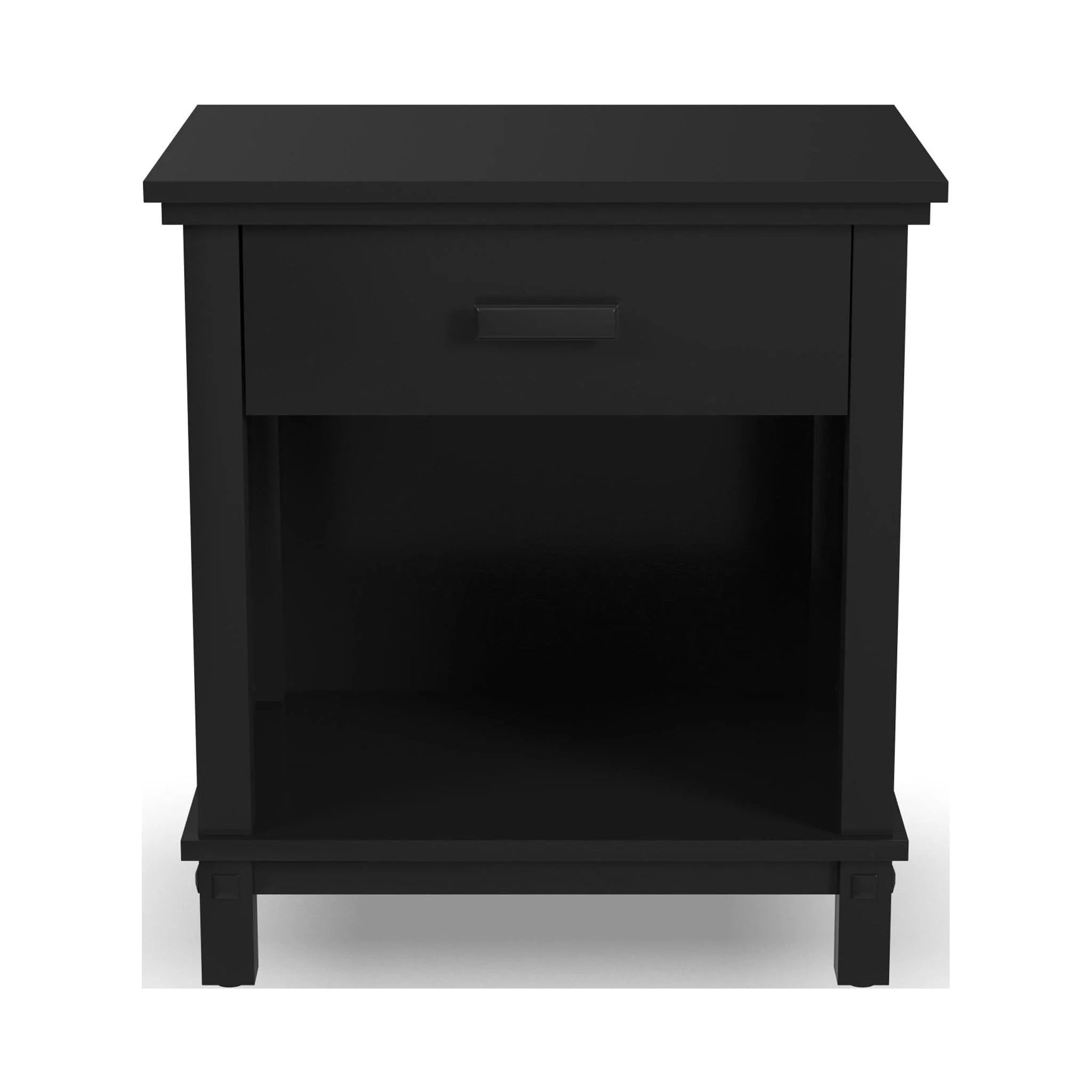 Homestyles Oak Park 1-Drawer Traditional Wood Closed Nightstand in Black