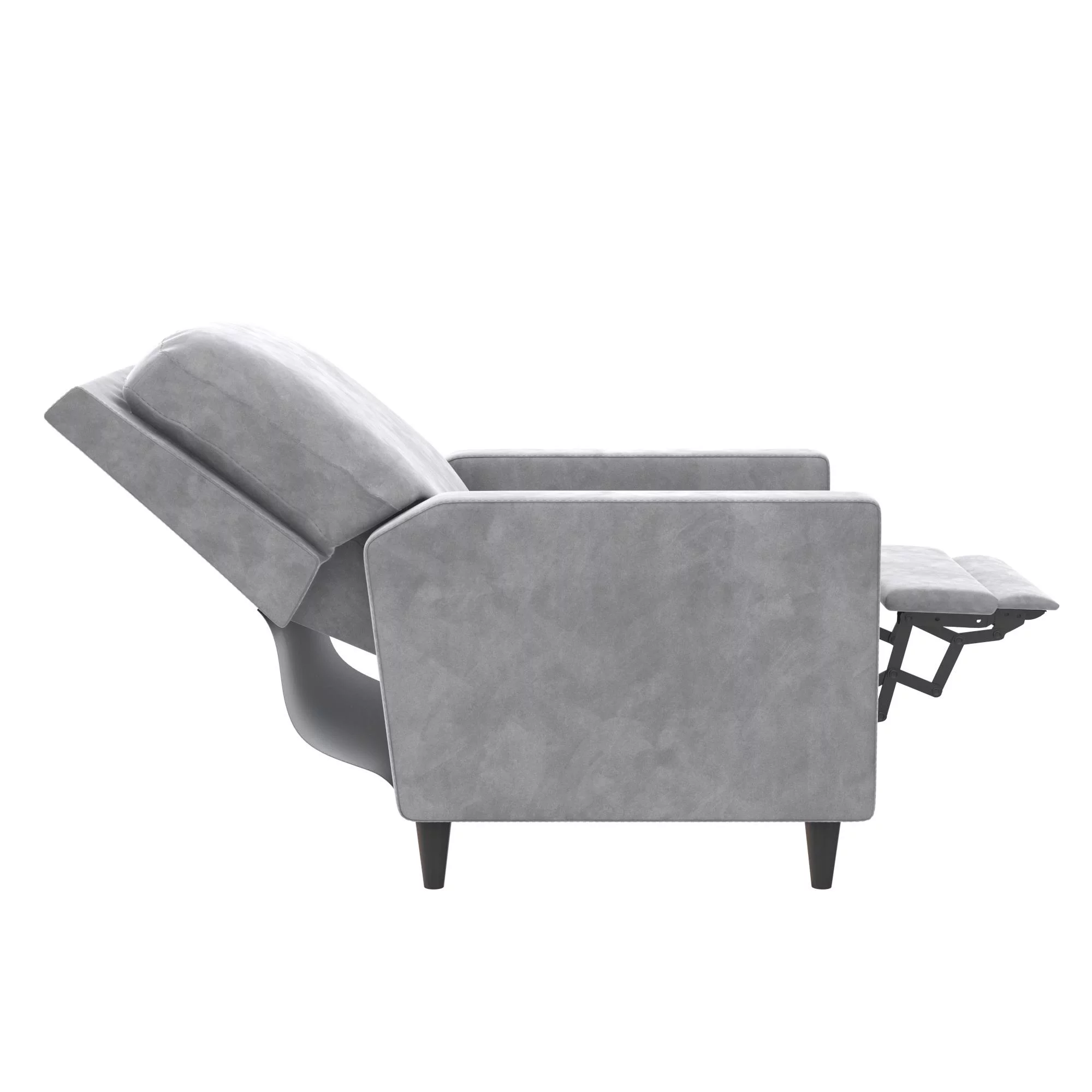 Novogratz Lana Pushback Recliner, Light Gray Velvet