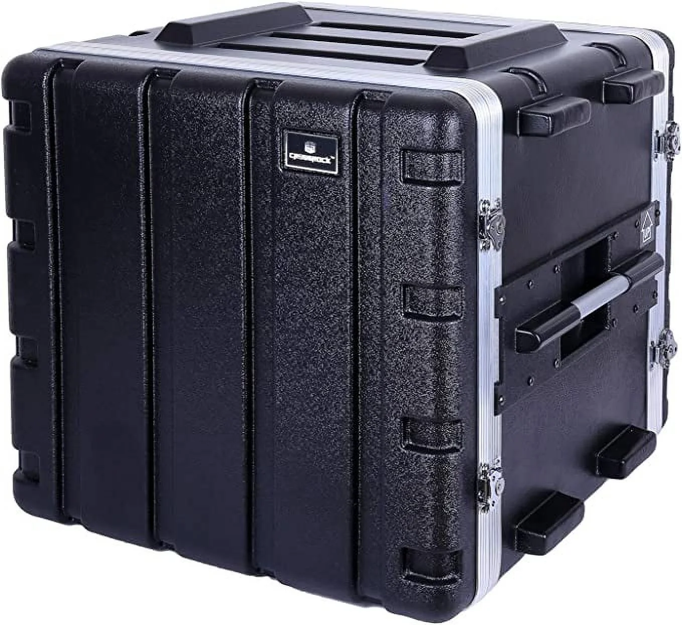 Crossrock Stackable 10U Rack Case, Standard 19.25” Depth, Polyethylene Hard-Shell Construction with Heavy Duty Hardware-Black