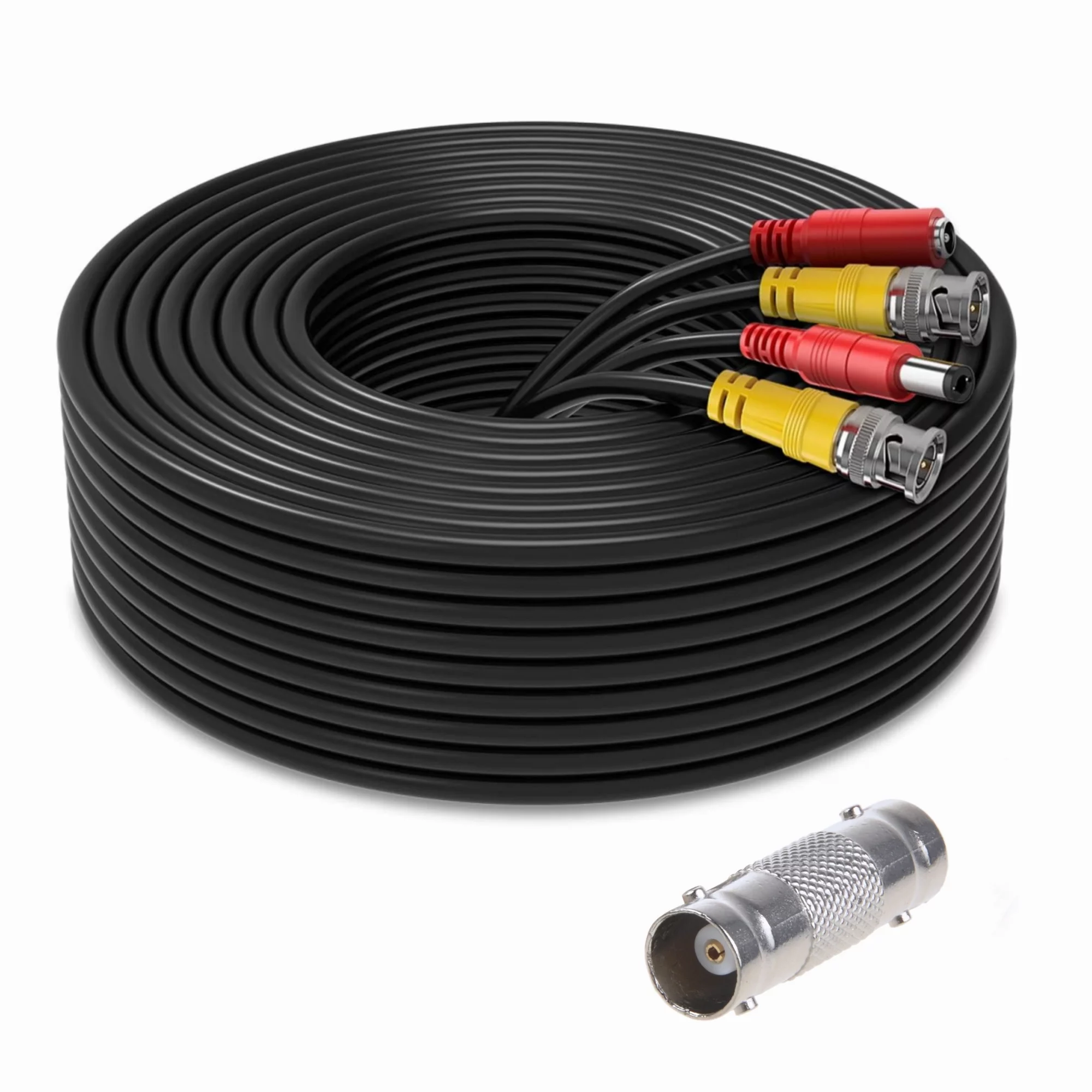 FITE ON 100ft Black BNC Video Power Wire Cord Compatible with Zmodo Q-See Qsee PTZ Camera Cable