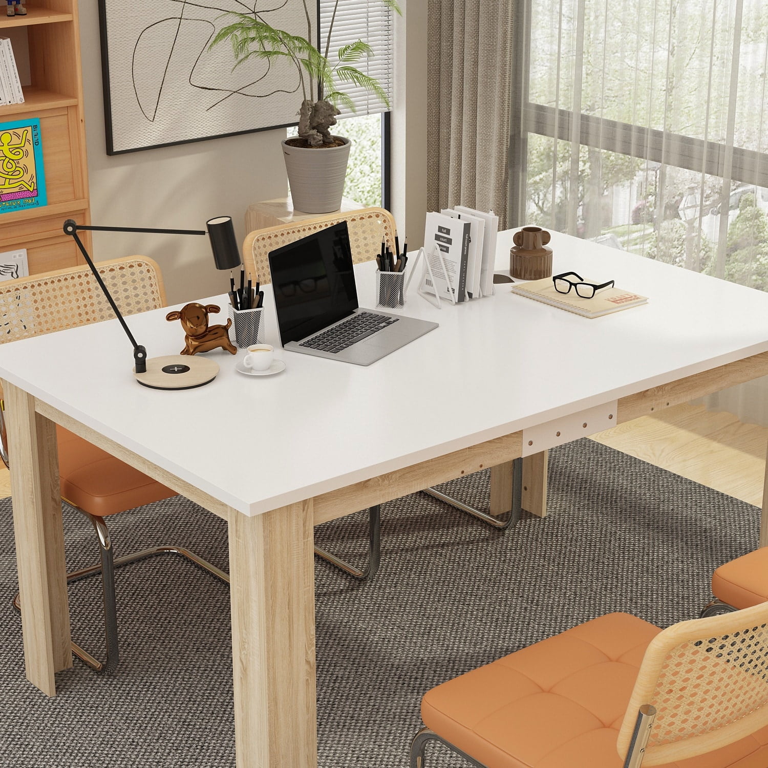 Extendable Wood Dining Table Home Living Room Kitchen Furniture