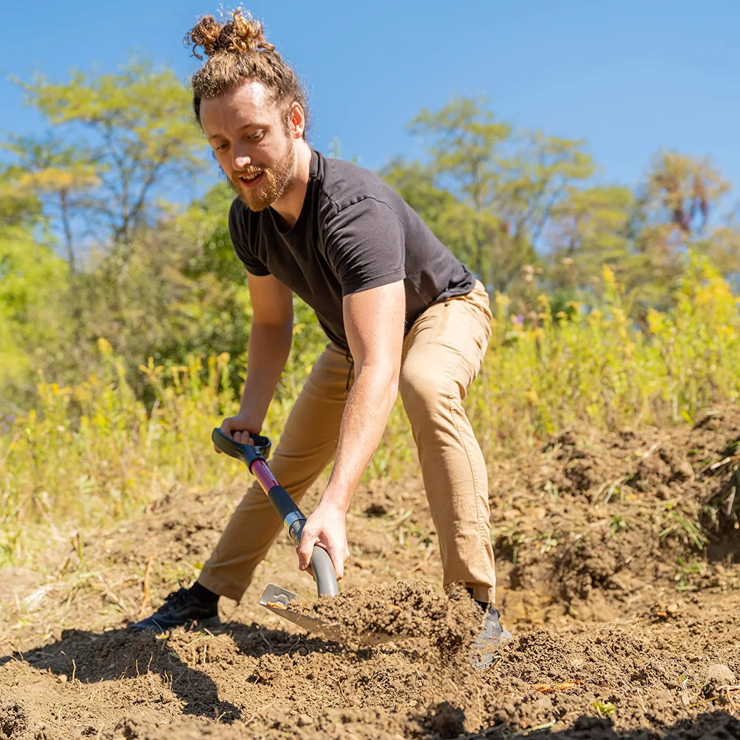 Radius Premium D-Handle Round-Point Shovel, Steel Shaft