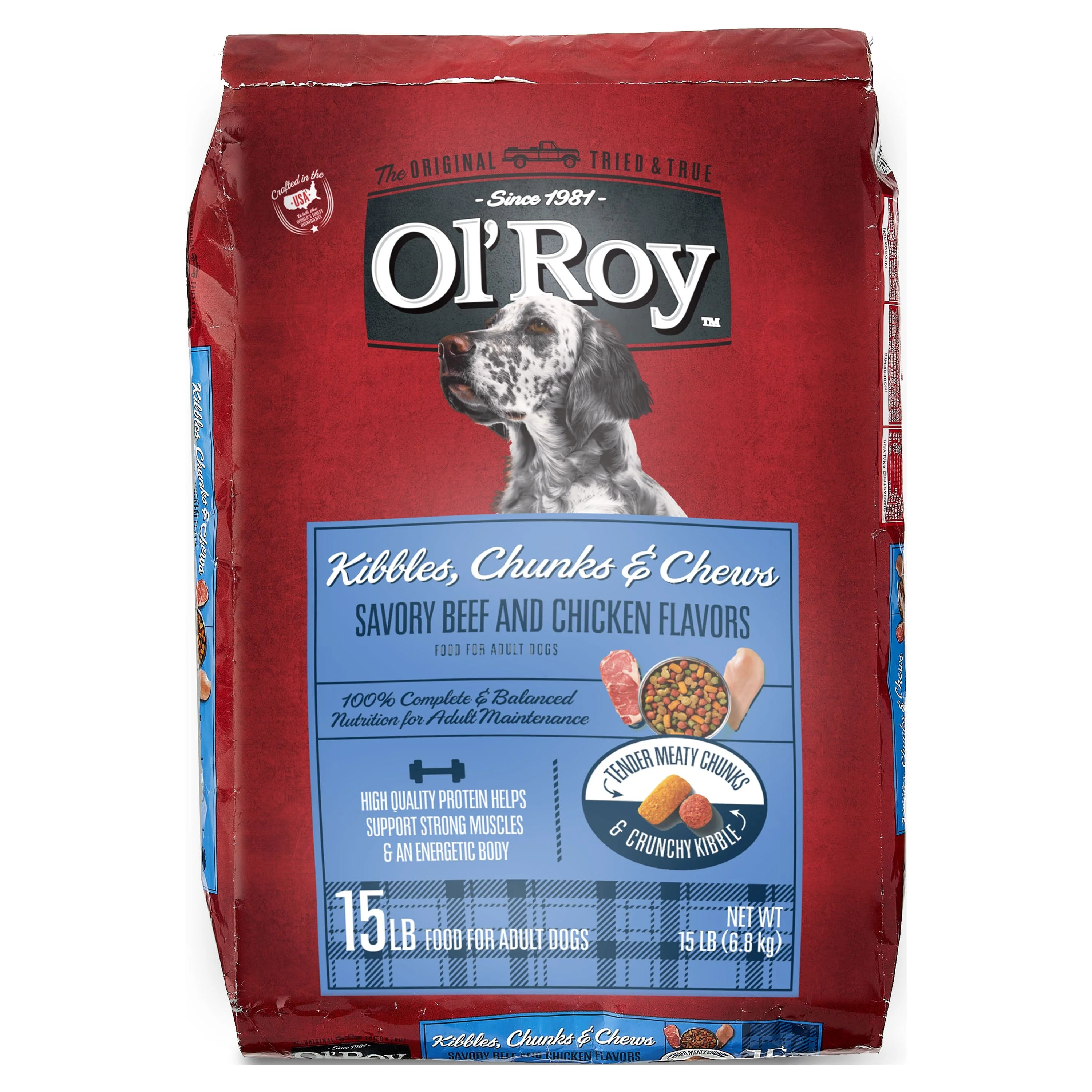Ol' Roy Kibbles, Chunks & Chews with Savory Beef & Chicken Flavor Dry Dog Food, 15 lb