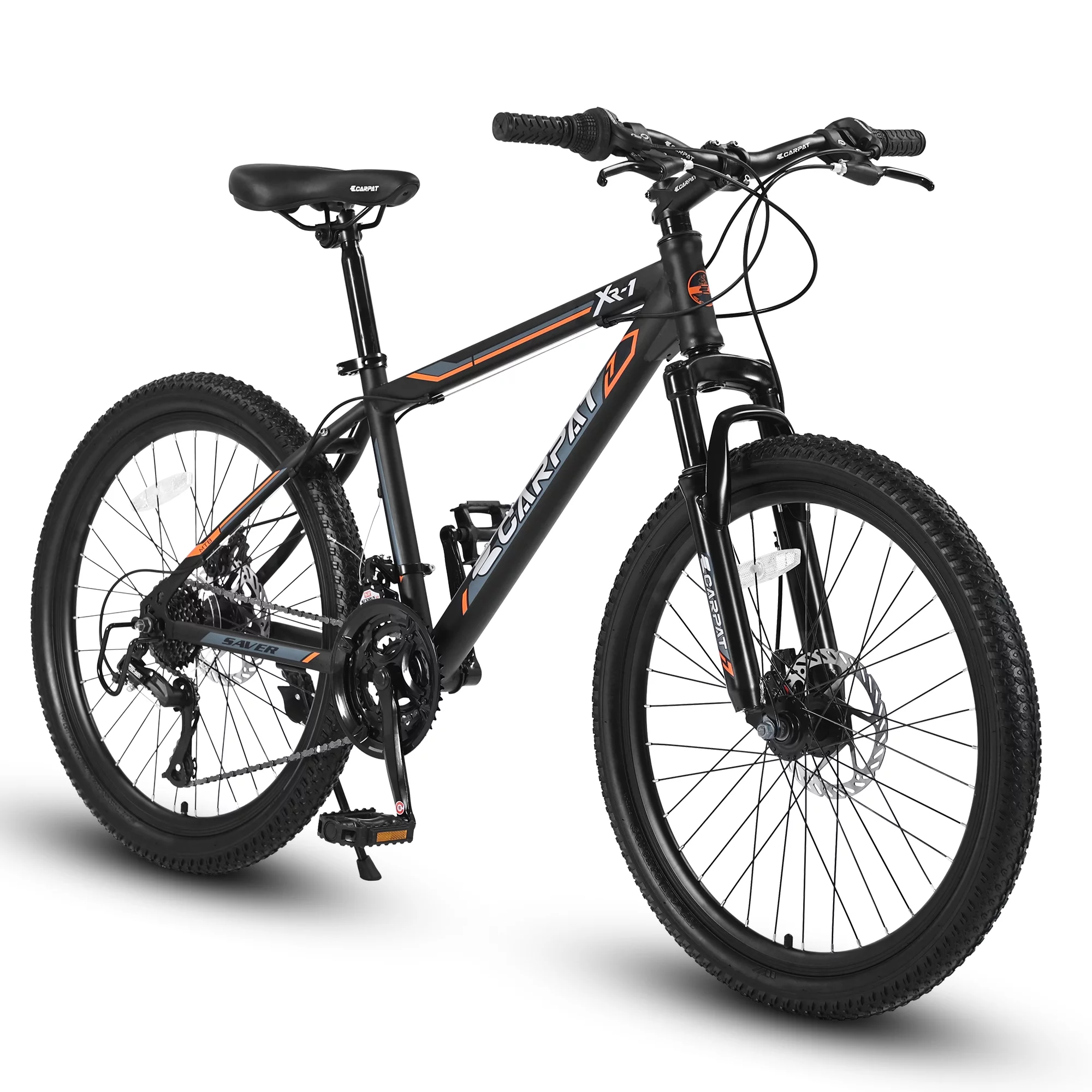Mountain Bike, iRerts 24 Inch Mens Mountain Bike for Adults Youth, Shimano 21 Speed Mens Bicycle MTB with Dual Disc Brakes and Front Suspension, Adult Bicycles for Boys Girls Men Women, Orange