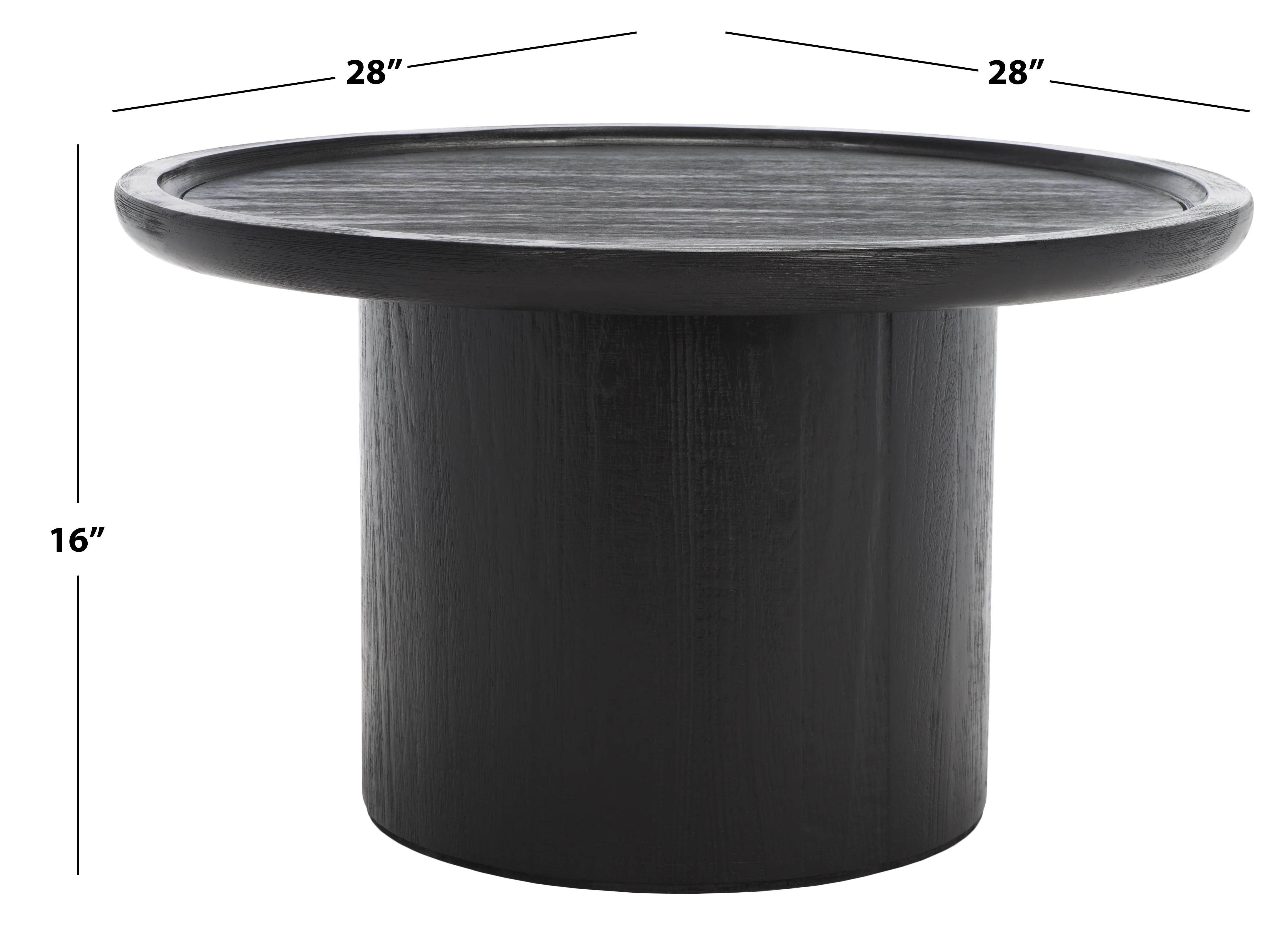 SAFAVIEH Devin Modern Black Grain Round Wood Coffee Table (28 in. W x 28 in. D x 16 in. H)