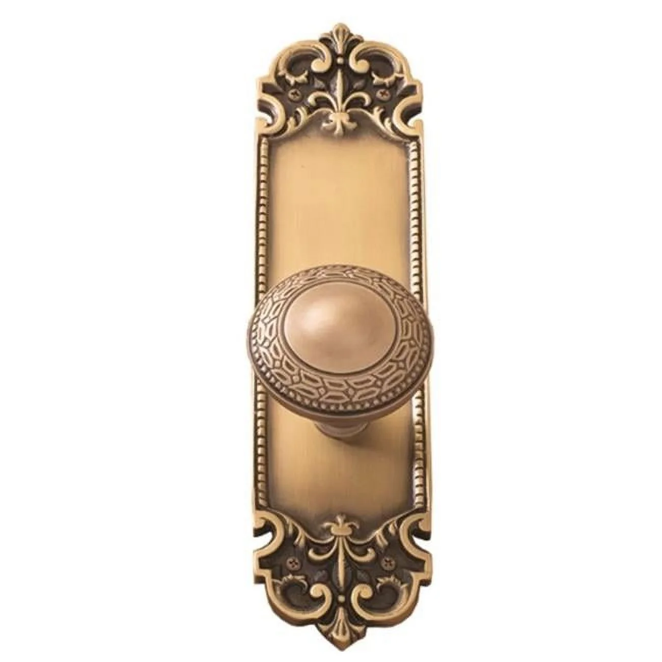 Brass Accents D04-K324A-LRL-609 2.37 in. Antique Brass Fleur De Lis Plate Passage Set