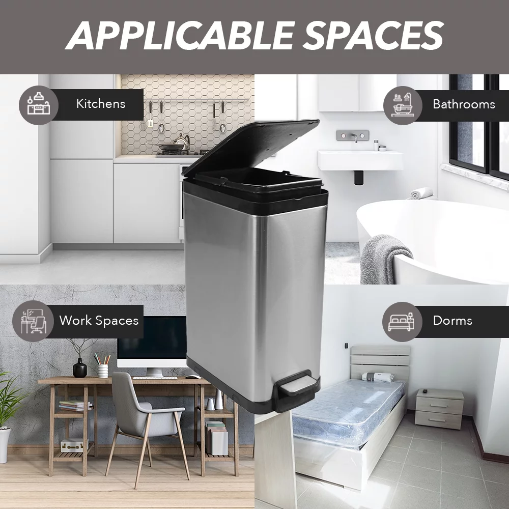 Better Homes & Gardens 7.9 Gallon Trash Can Stainless Steel Kitchen Trash Can