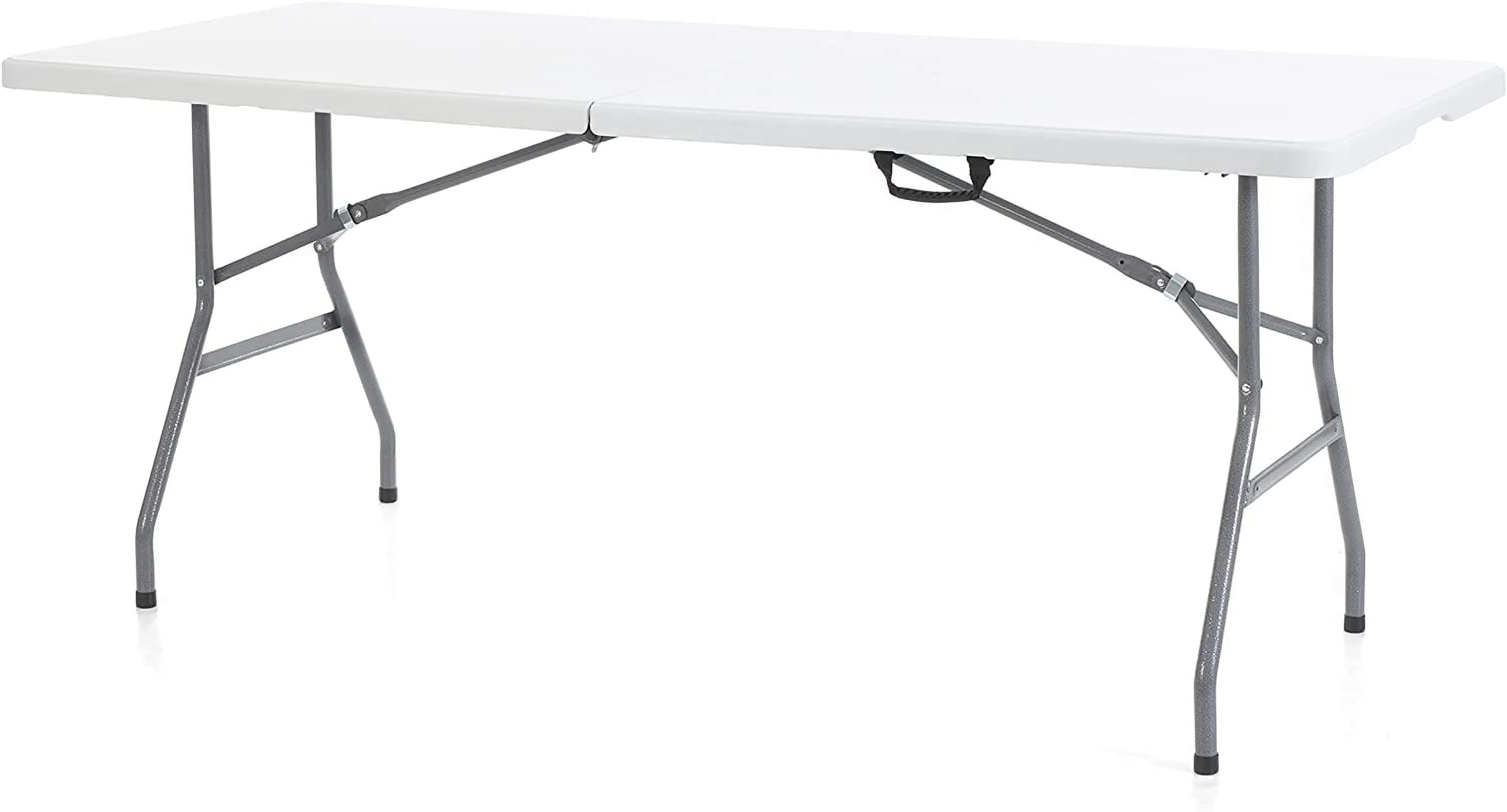 806 Outdoor/Indoor 6 Foot Fold in Half Plastic Resin Folding Banquet, Dining, Card Table, White
