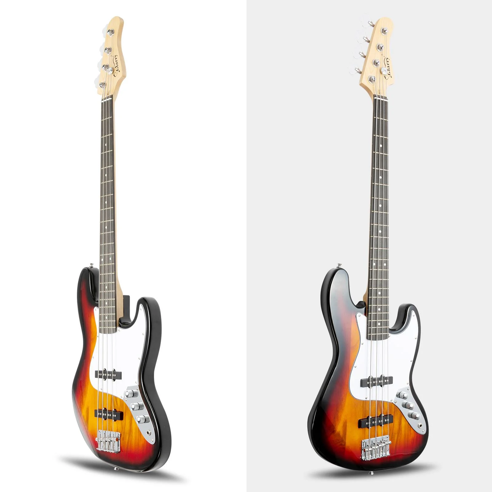 Glarry Electric 4-String Burning Fire Bsss Guitar with Tools