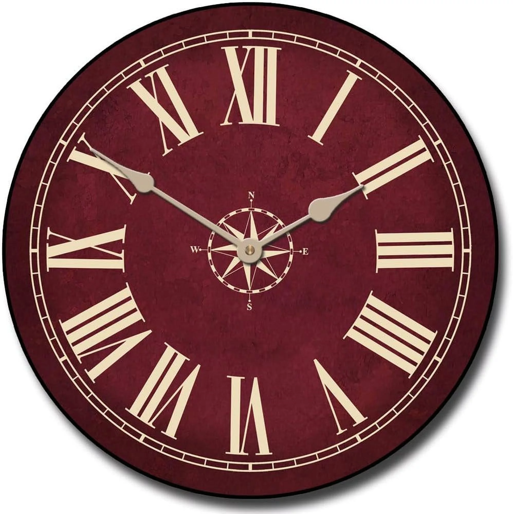 Nautical Burgandy Wall Clock | Ultra Quiet Quartz Mechanism | Hand Made In Beautiful Crisp Lasting Color | Comes In 8 Sizes | 48-Inch