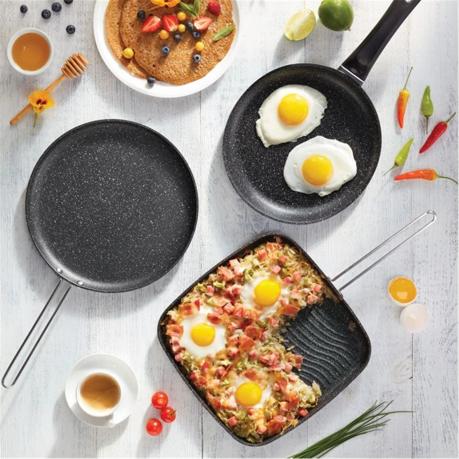 THE ROCK by Starfrit THE ROCK by Starfrit Breakfast Collection 10-In. Grill Pan with Stainless Steel Handle, 030763-006-0000