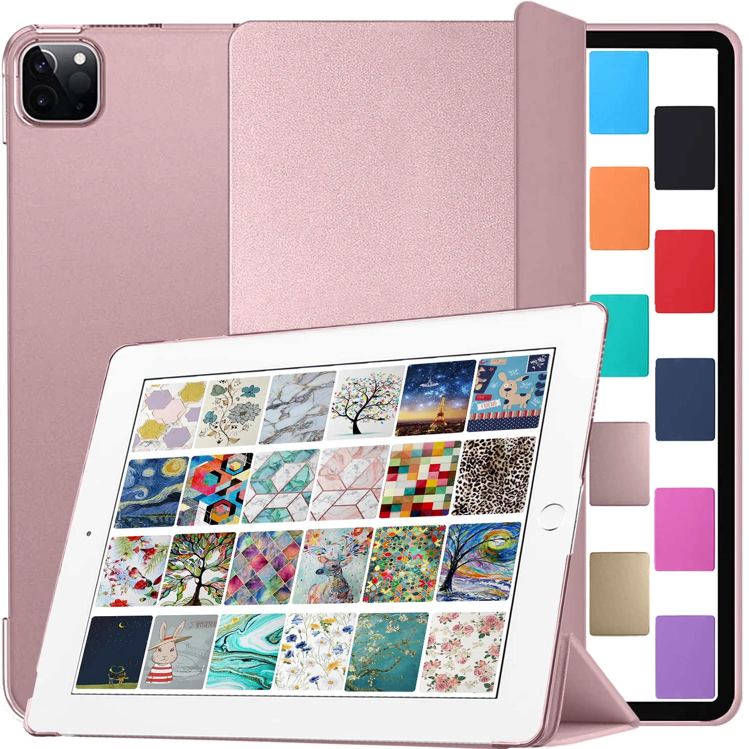 DuraSafe Cases iPad PRO 4th 5th 6th Gen 2020 2021 2022 12.9 Inch [ 4 5 6 Gen ] MY2H2LL/A MXAT2LL/A MXAV2LL/A MXAX2LL/A MY2J2LL/A MXAU2LL/A MXAW2LL/A MXAY2LL/A iPad Cover Hard Back - Rose Gold