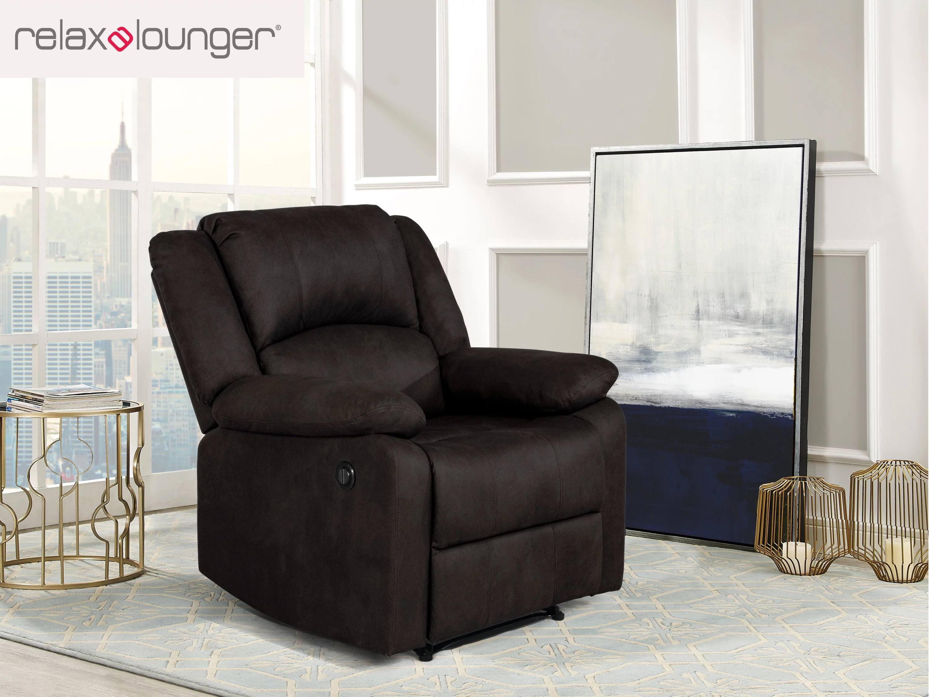 Relax-A-Lounger Paxton Power Recliner by Relax-A-Lounger, Java Brown Fabric