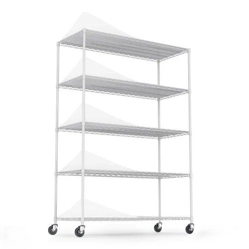 5 Tier 6000lbs Heavy Duty Adjustable Storage Rack Metal Shelf Wire Shelving Unit with Wheels & Shelf Liners - 82