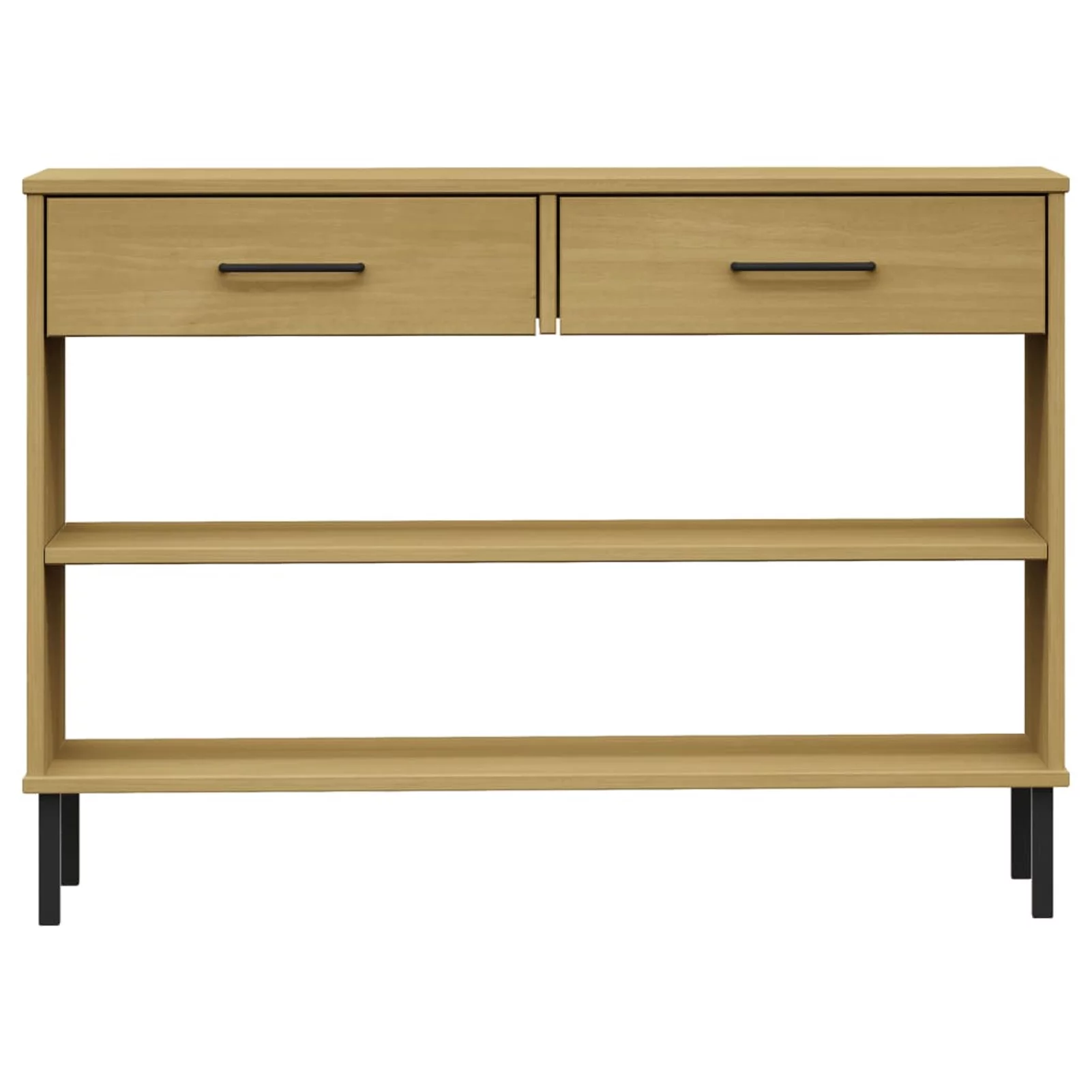 Andoer Console Cabinet with Metal Legs Brown Solid Wood Pine OSLO