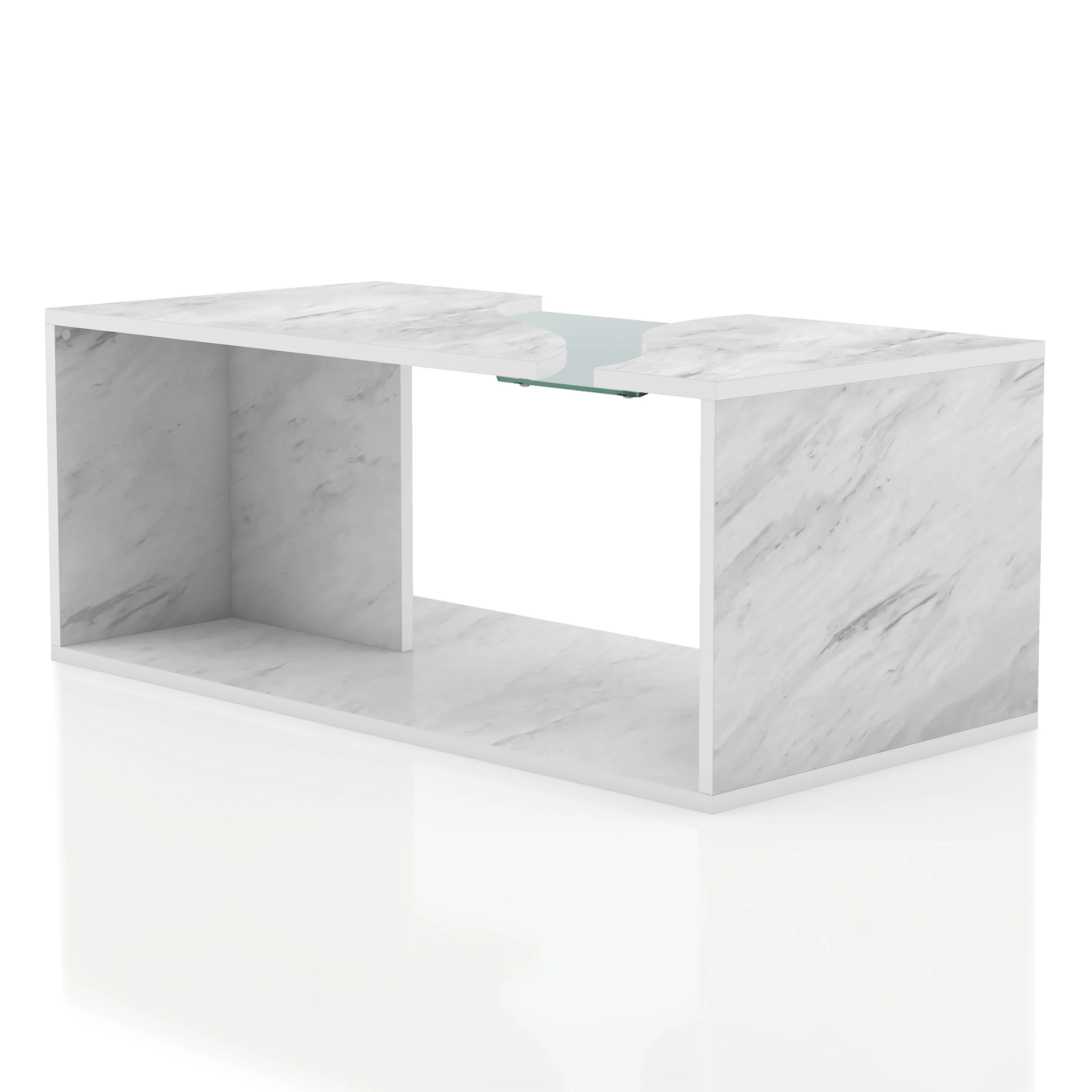 Lumis Indoor Modern White Marble Coffee Table with RGB LED Light for Living Room by Furniture of America