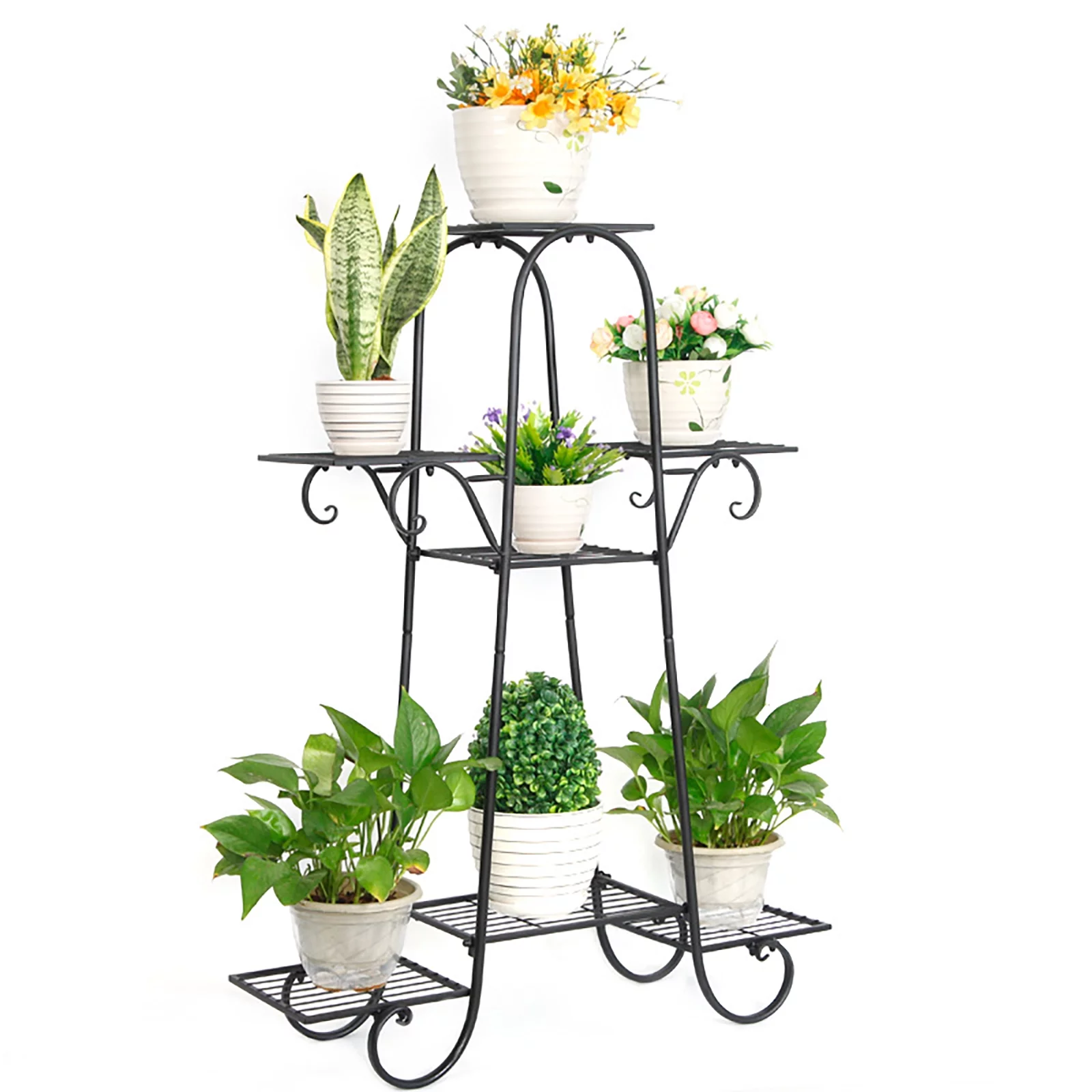 Aiqidi 7 Tier Plant Stand Metal Flower Display Rack Indoor Outdoor Plant Stand Flower Pot Display for Garden Balcony 76x25x102CM