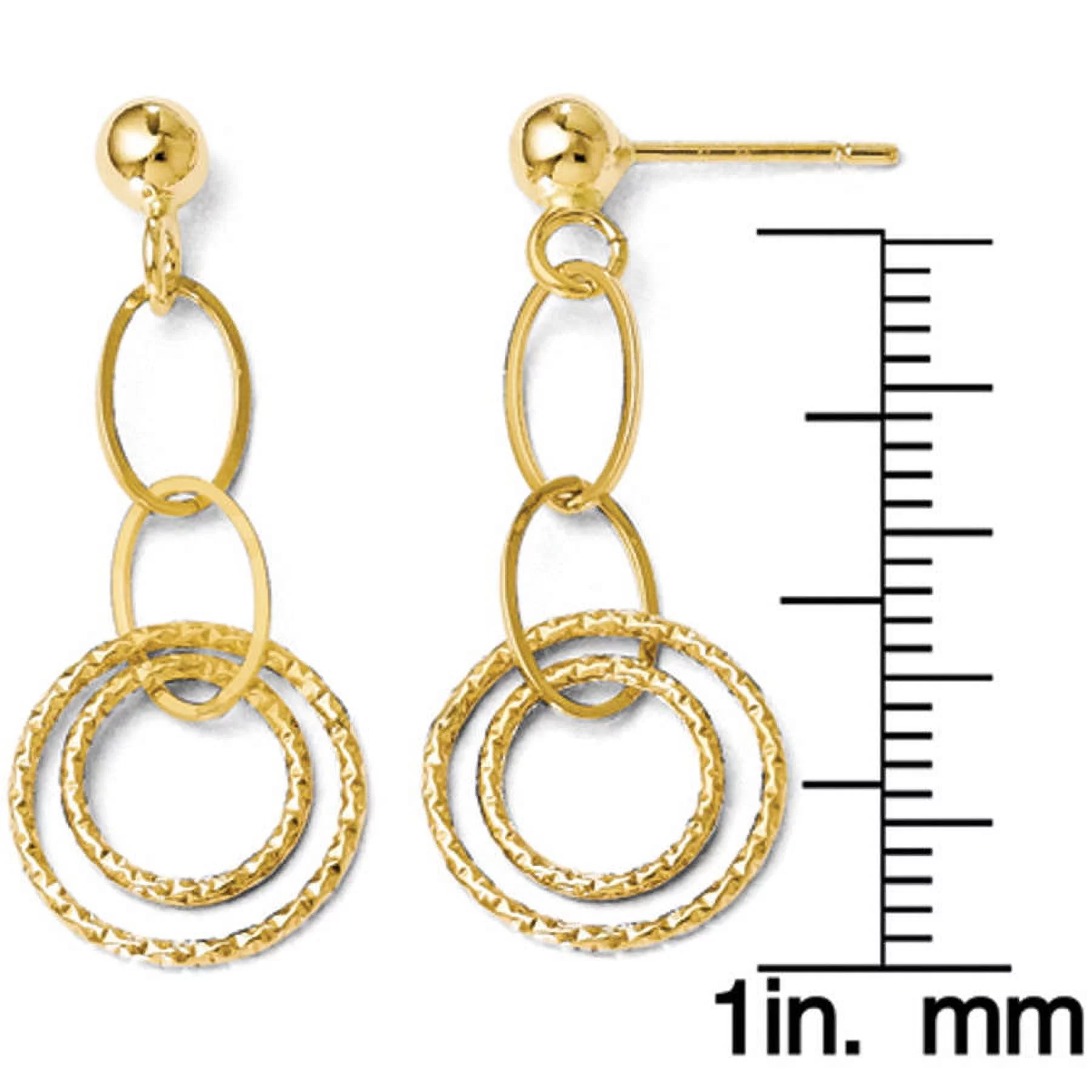 Primal Gold 14 Karat Yellow Gold Polished and Textured Post Dangle Earrings