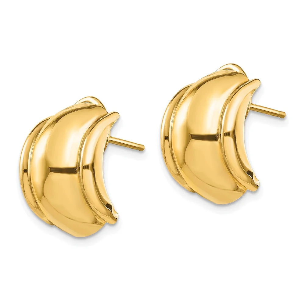 Primal Gold 14 Karat Yellow Gold Polished Fancy Omega Back Post Earrings