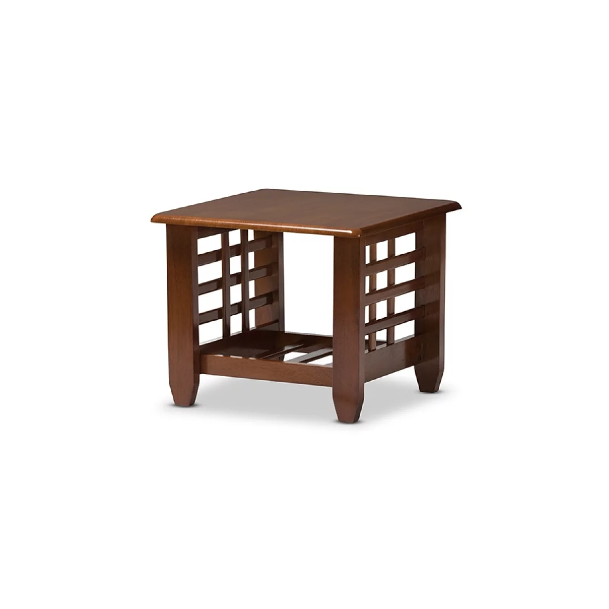 Baxton Studio Larissa Modern Classic Mission Style Cherry Finished Brown Wood Living Room Occasional End Table