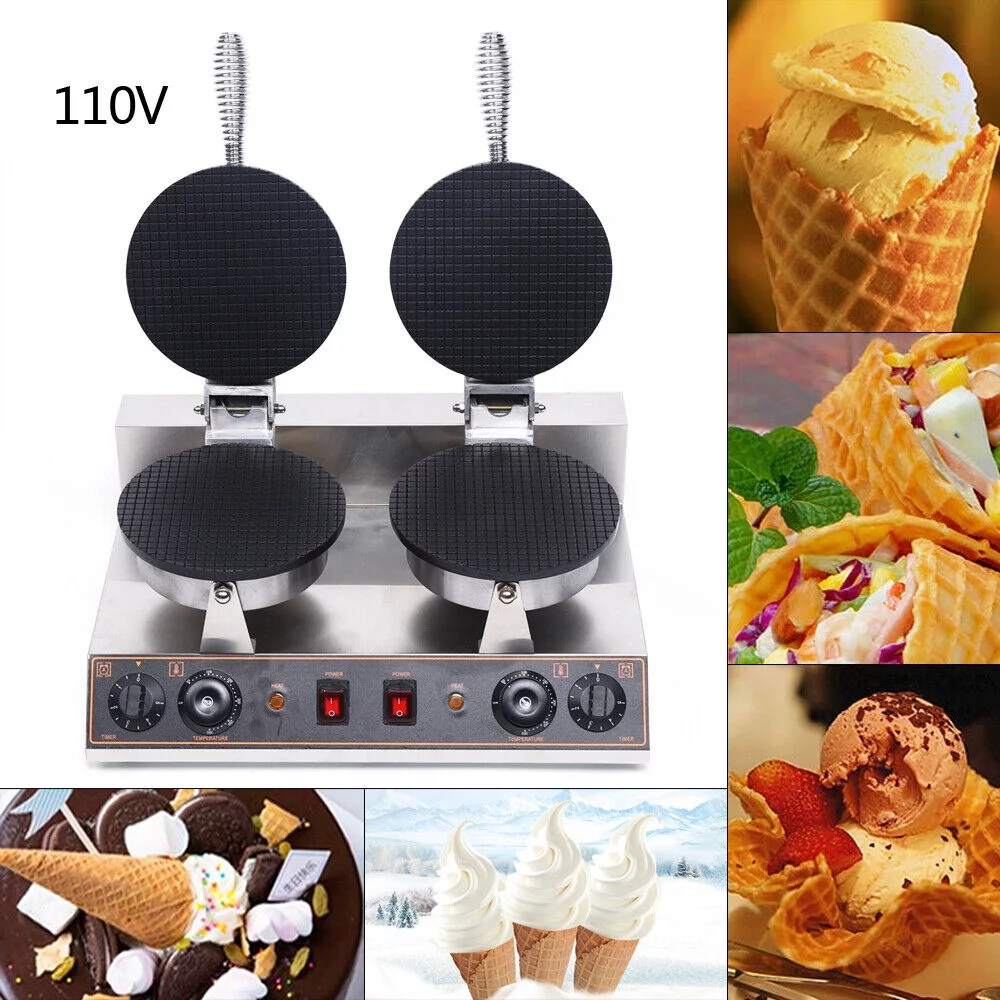 110v Electric Nonstick Waffle Maker Machine - Commercial Ice Cream Cone Maker 19.6*13.9*10.2in