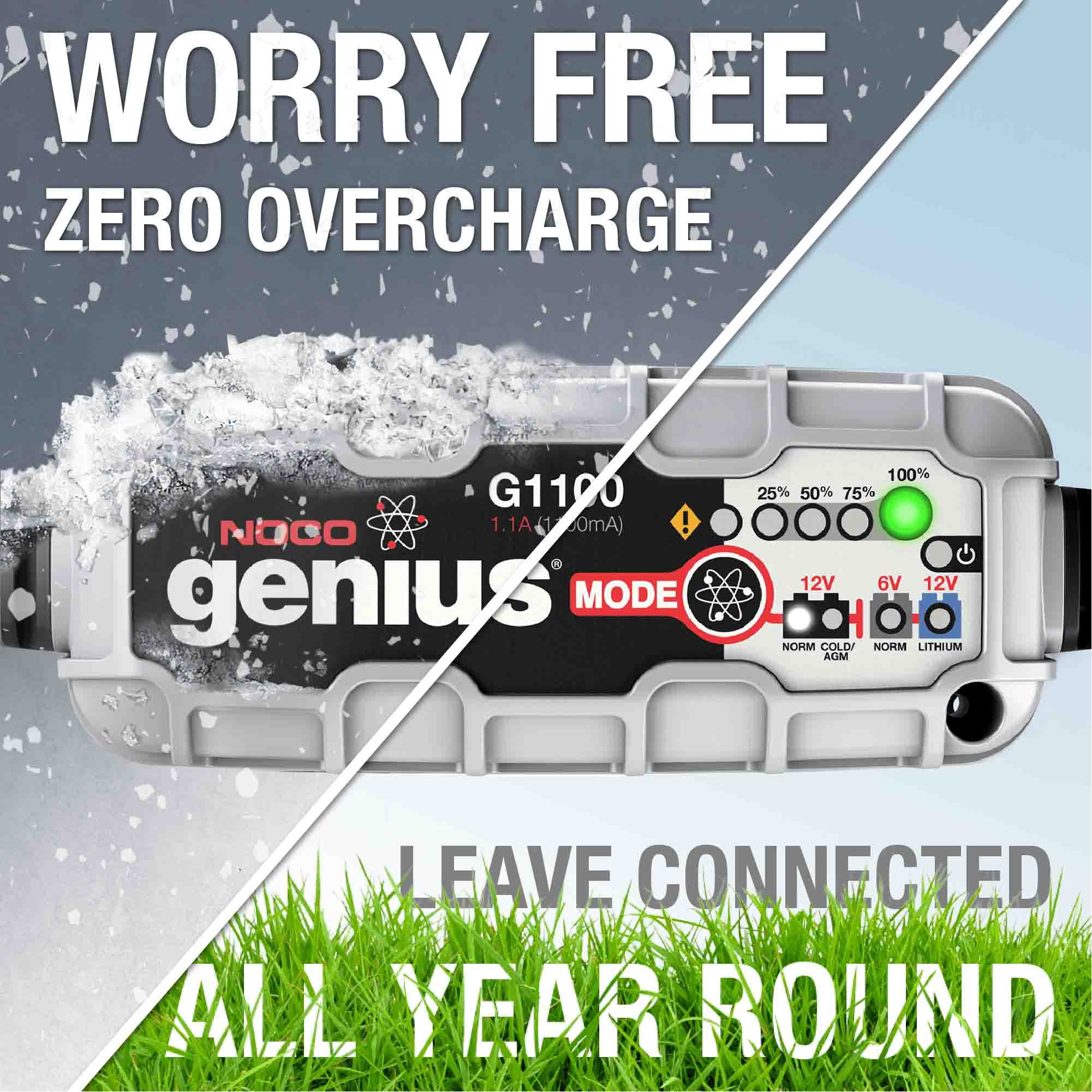 NOCO Genius G1100 6V/12V 1.1 Amp Battery Charger and Maintainer