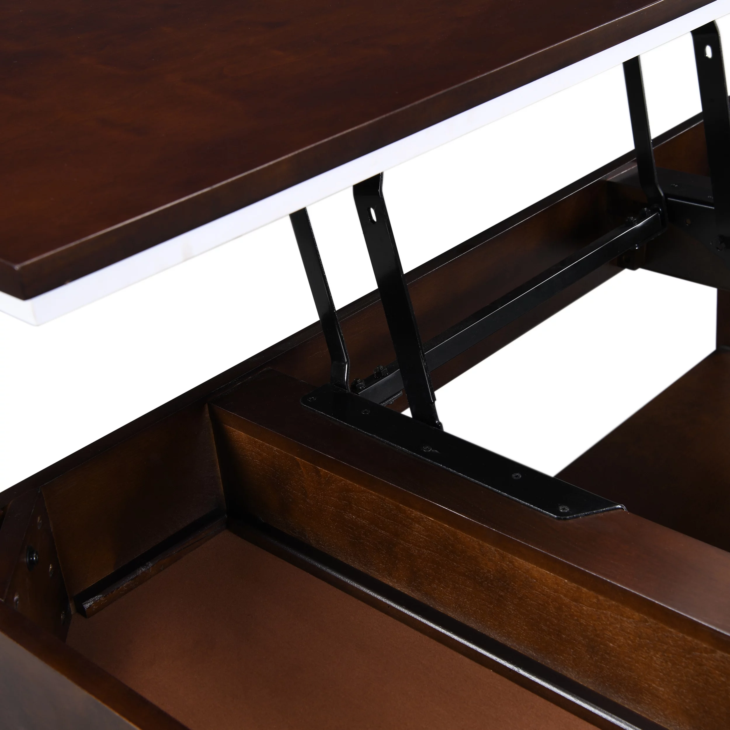 Noble House Johan Transitional Wood Rectangle Lift Top Coffee Table, Dark Walnut