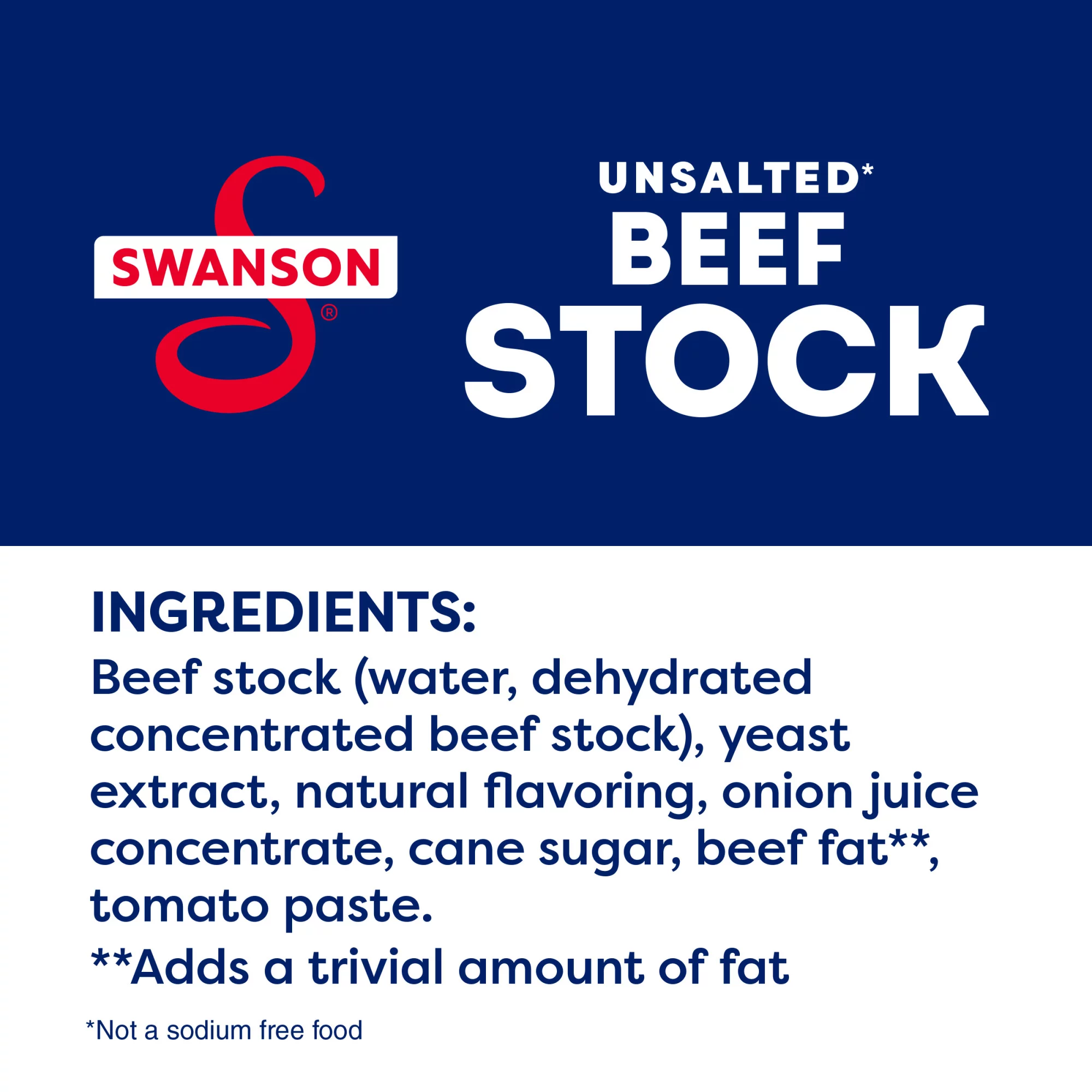 Swanson 100% Natural Unsalted Beef Stock, 32 oz Carton