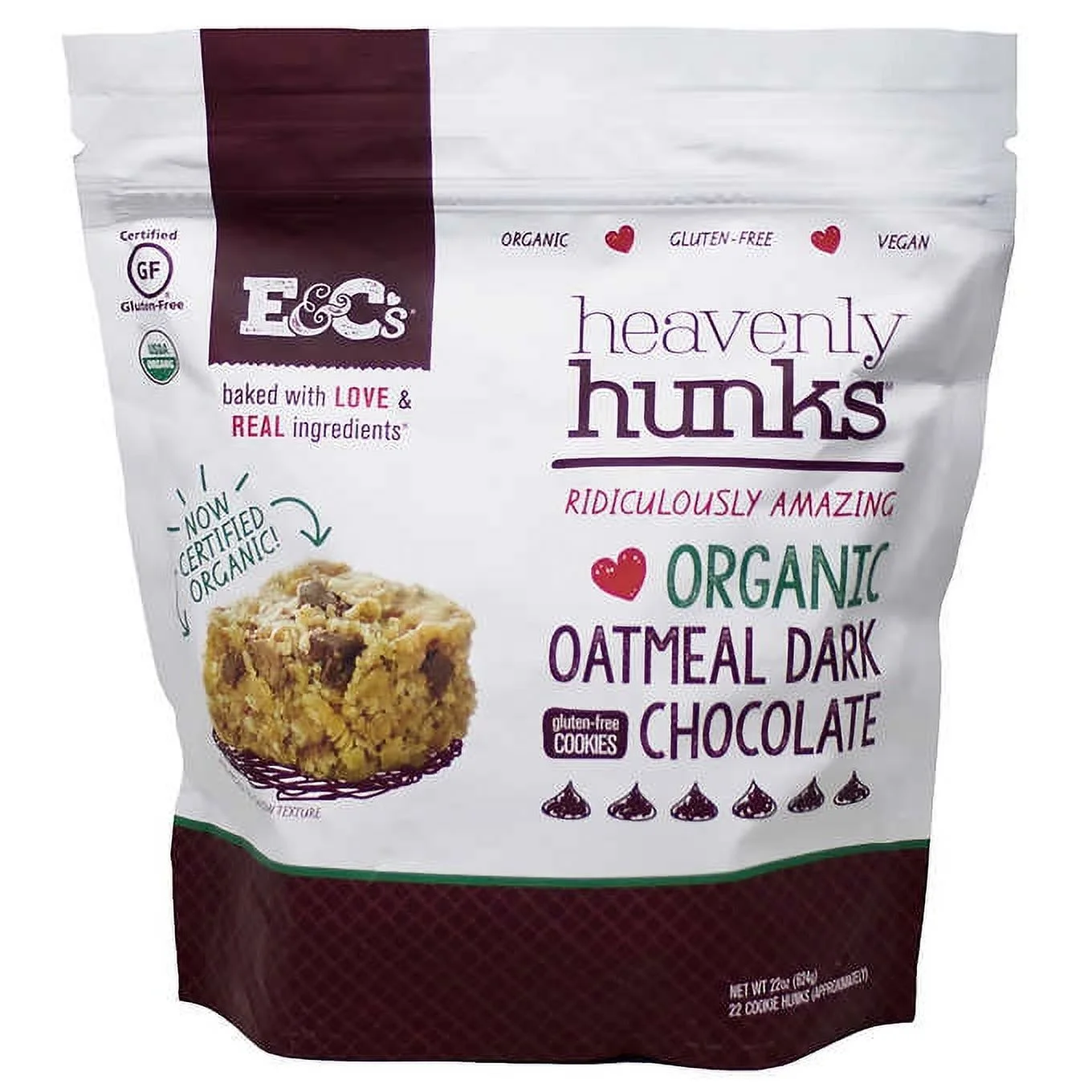 Heavenly Hunks Organic Dark Chocolate Oatmeal 22 Oz, 22 oz