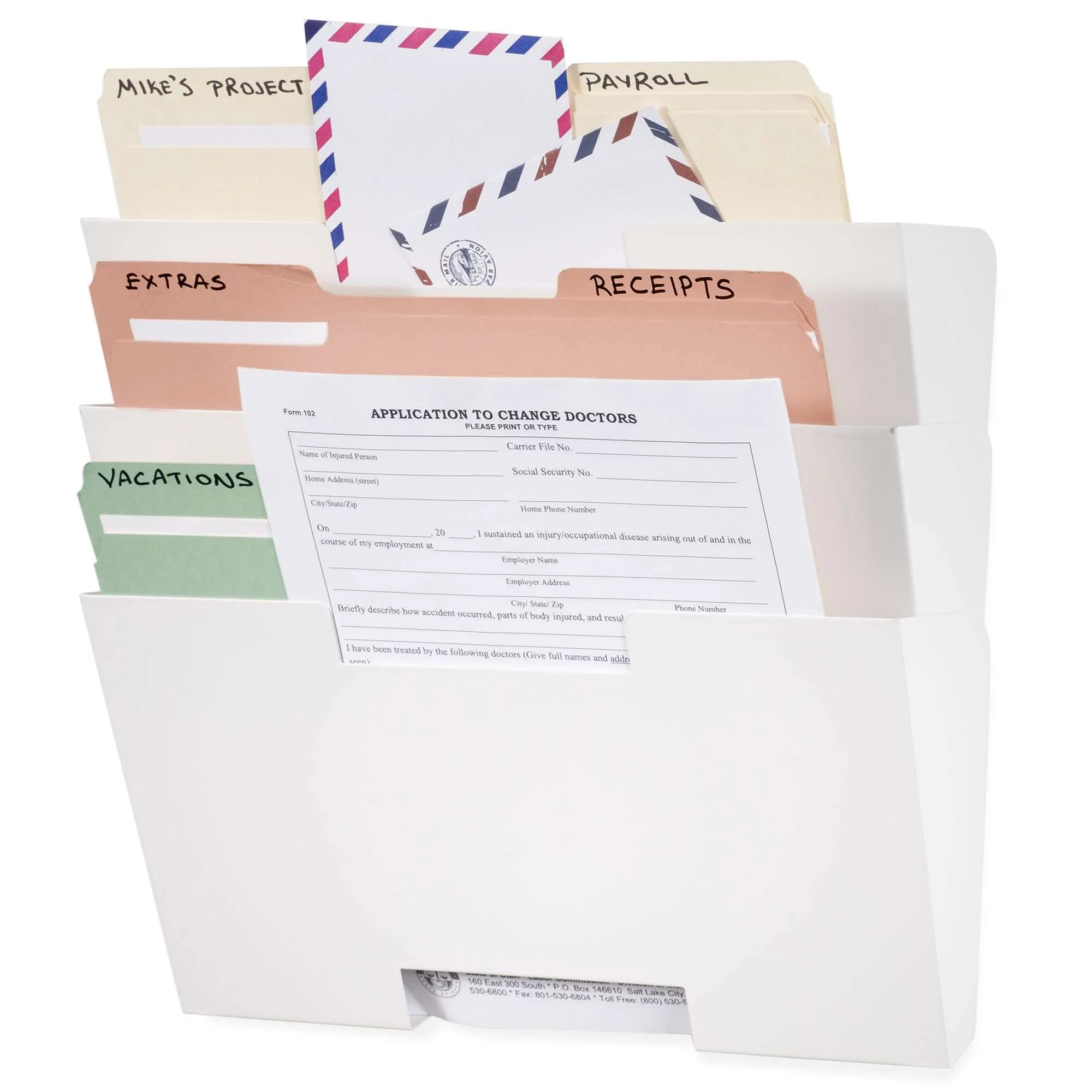 Wallniture Lisbon 3 Tier Wall Mount File Organizer Chart Holder Mail Storage Magazine Rack for Home Office School, White