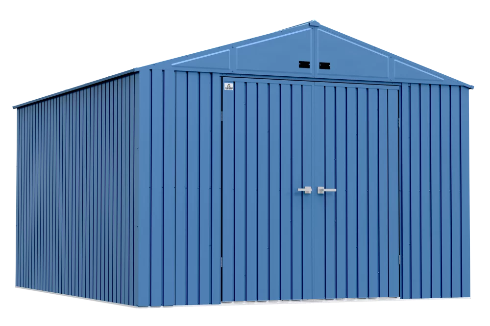 Arrow Elite Steel Storage Shed, 10x14, Blue Grey