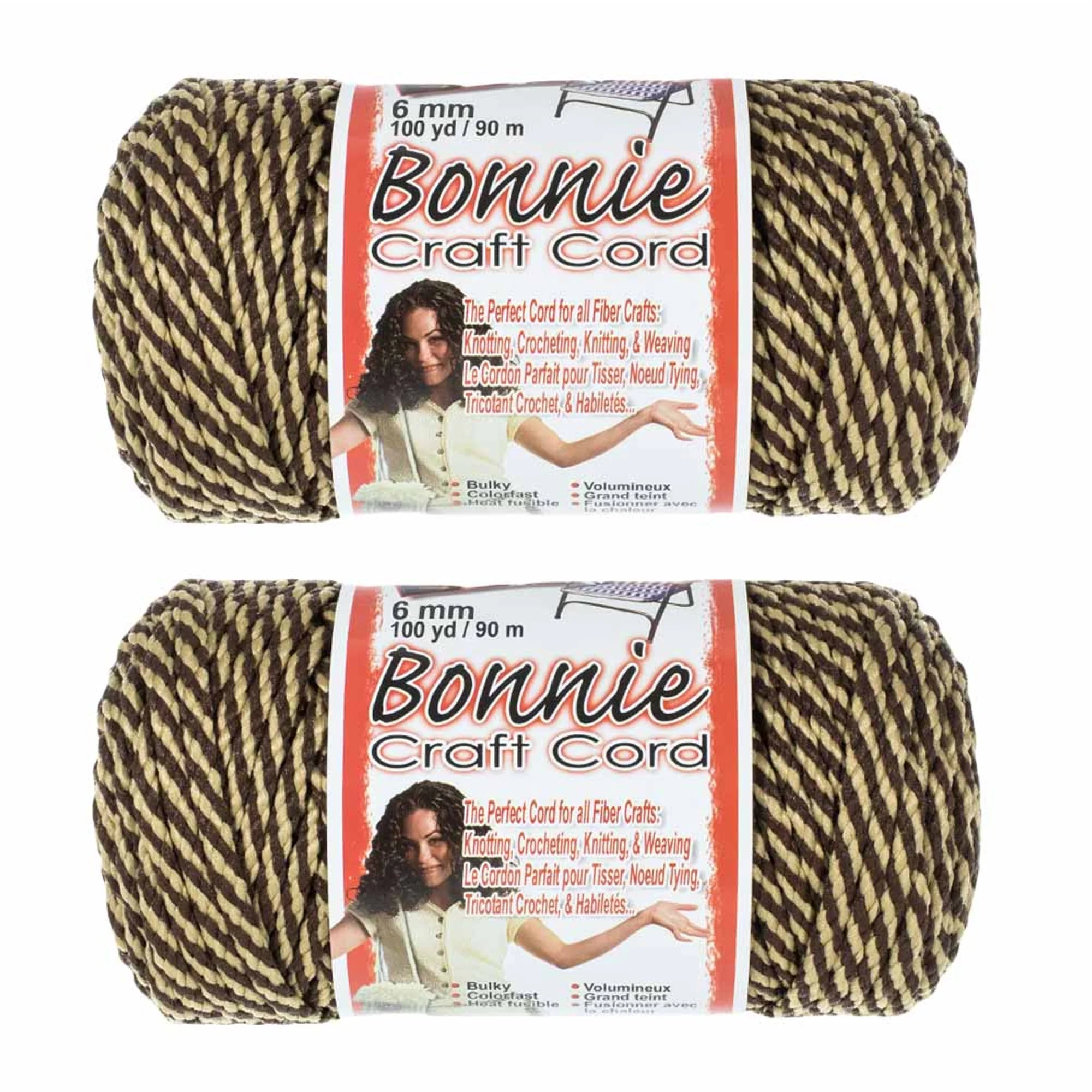 2 Pack Bonnie Macrame Cord - 6mm - 100 yd Lengths - Various Colors